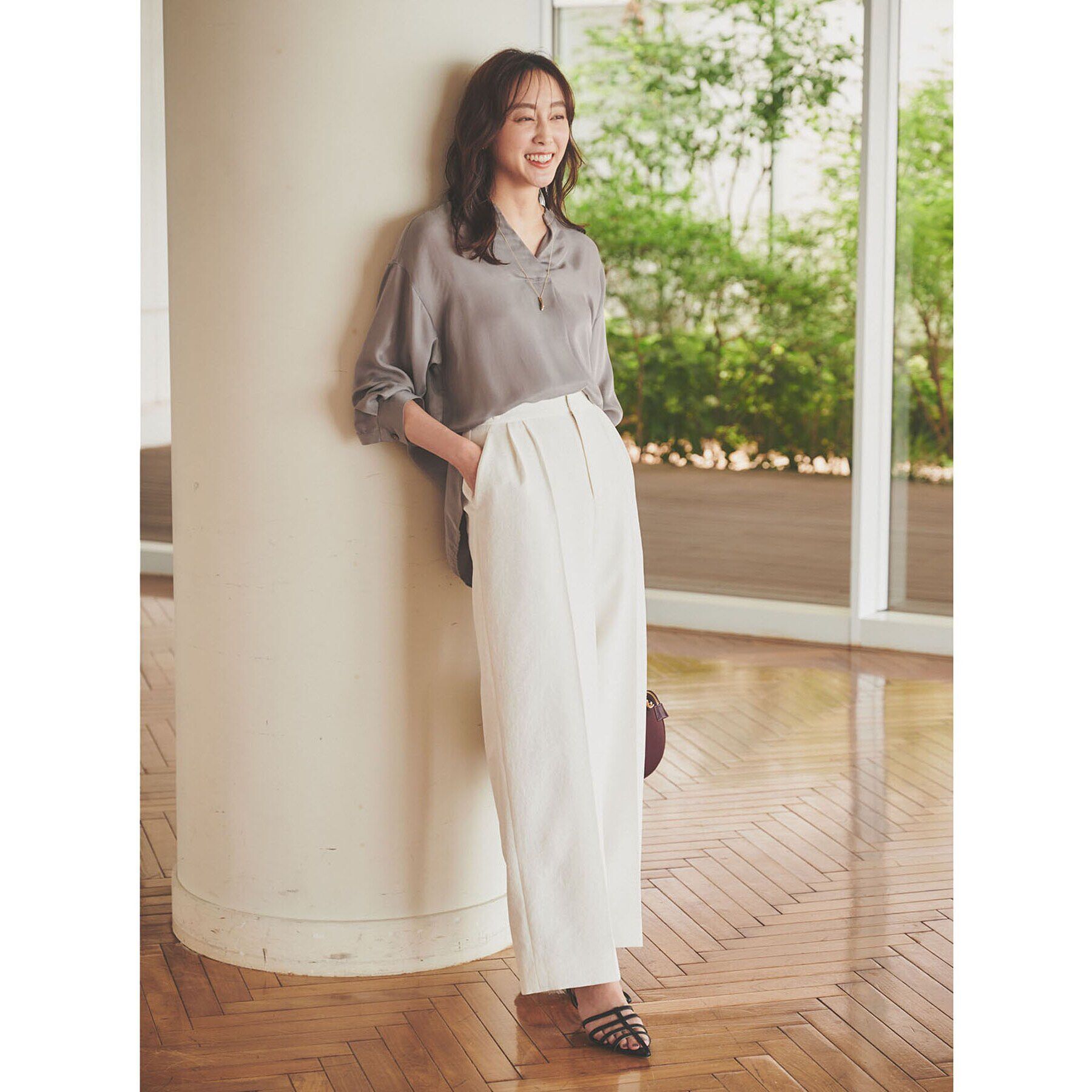 UNTITLED「【洗える/ドライタッチ】センタープレス ワイドパンツ」|その他|