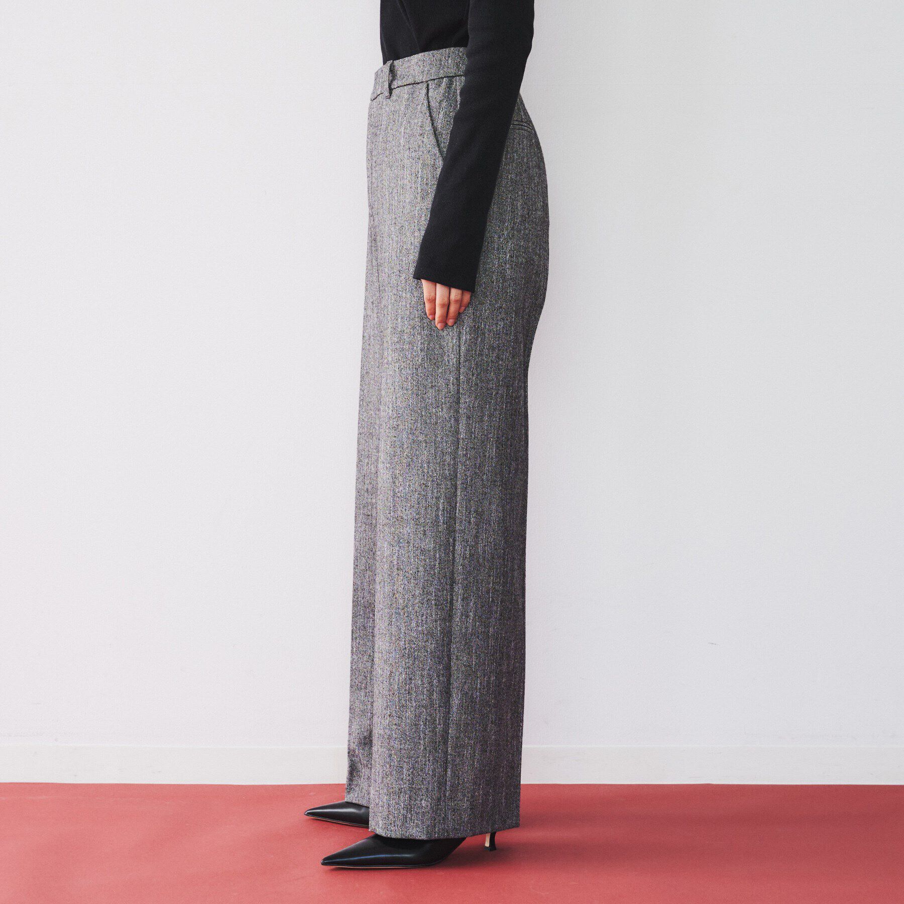 UNTITLED「【セットアップ可能/後ろウエストゴム】ミックスツイード ワイドパンツ」|その他|