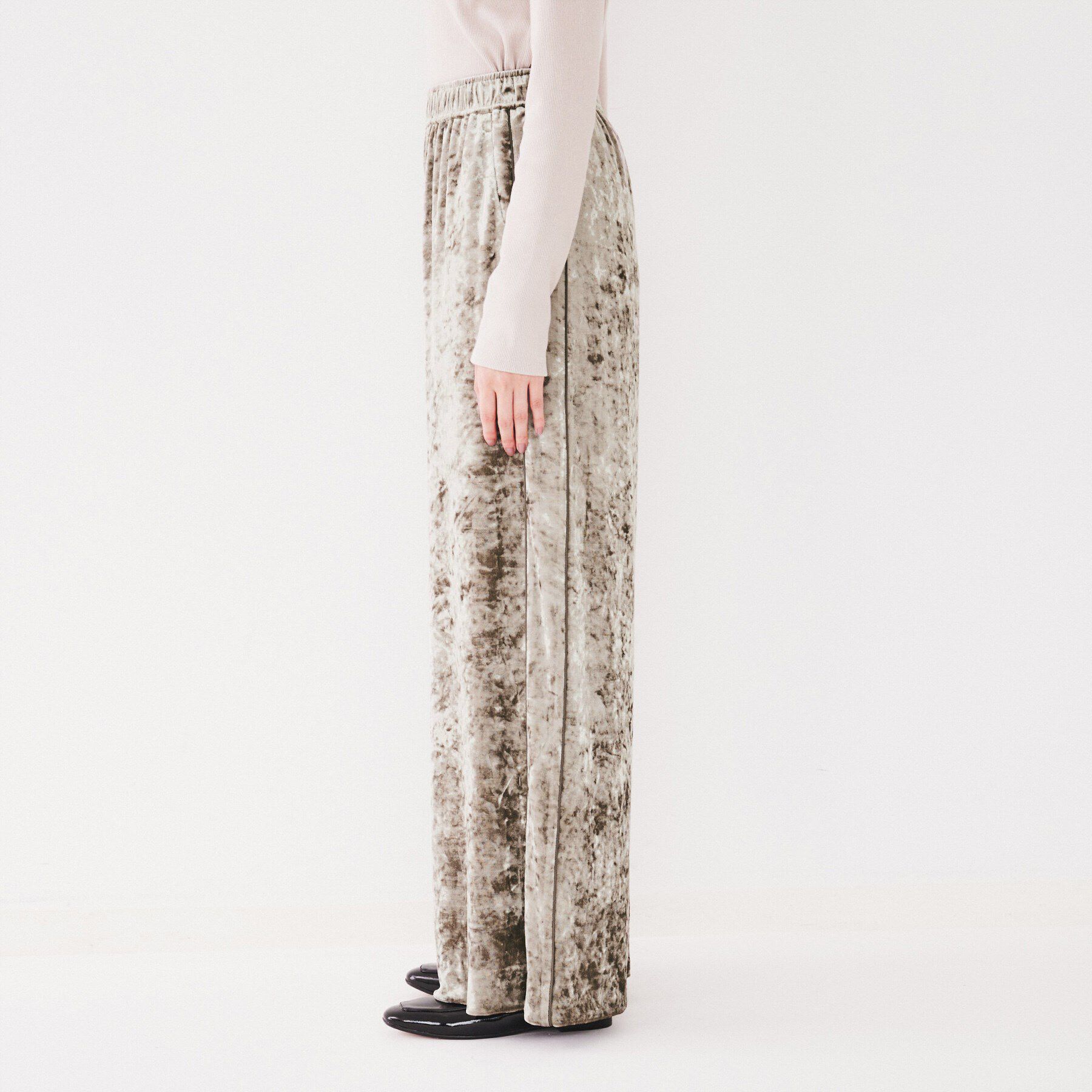 UNTITLED「【ウエストゴム/洗える】クラッシュベロア ワイドパンツ」|その他|