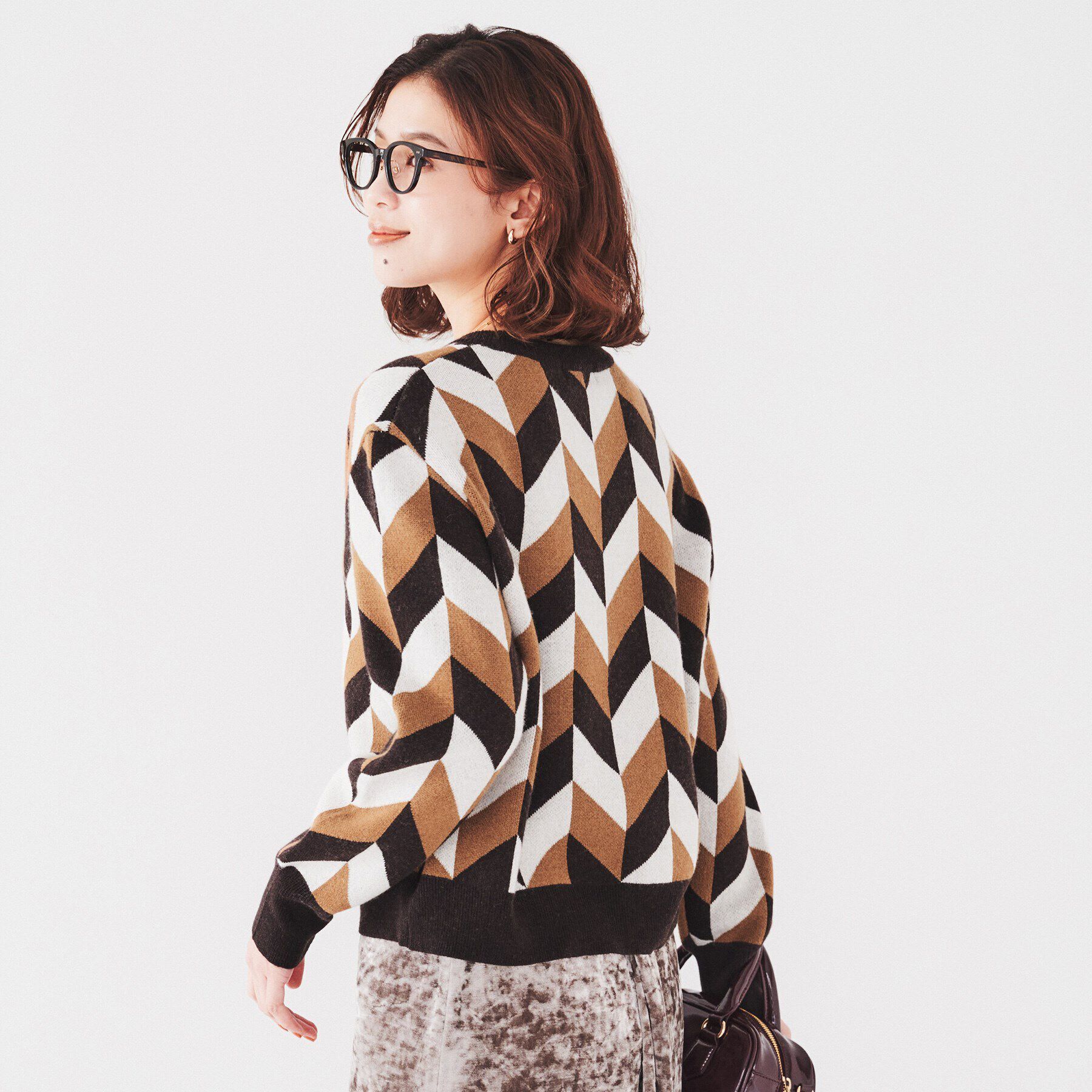 UNTITLED「【着映え/すっきり丈】ジオメトリック柄ジャカードニット」|ニット・セーター|