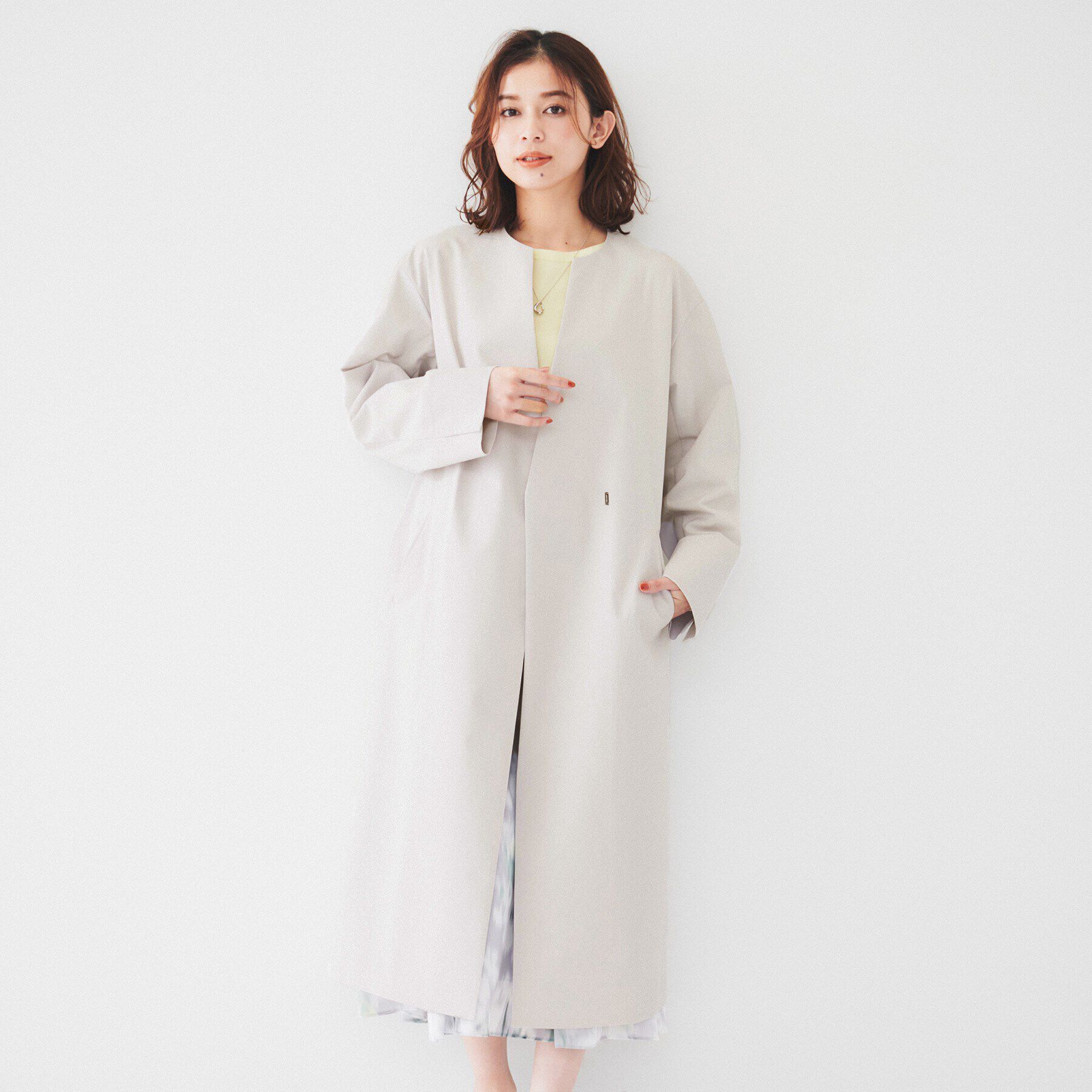 UNTITLED「【撥水】コットンライク ストレッチコート」|ノーカラーコート|