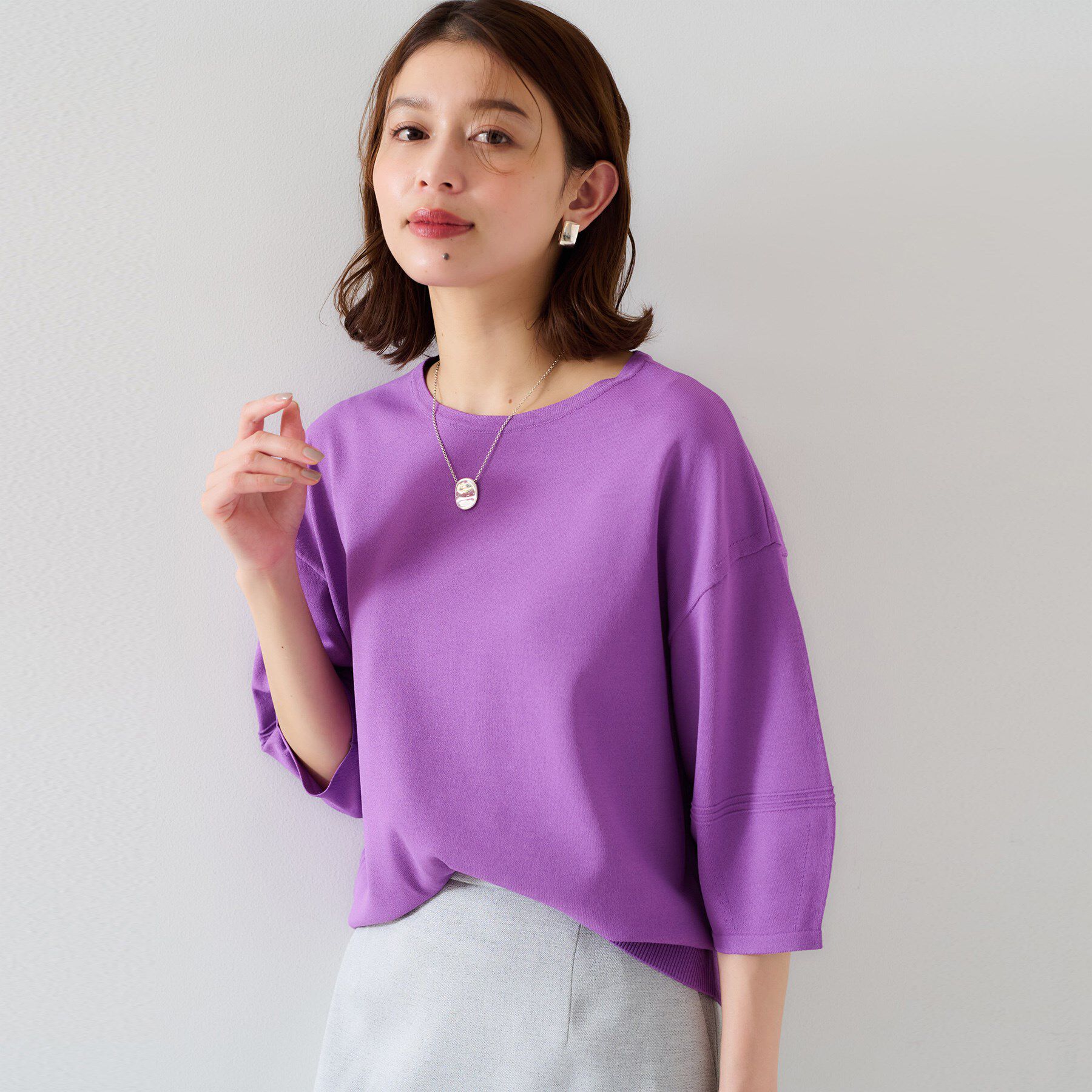 UNTITLED「【袖コンシャス/着映え/六分袖】ランタンスリーブニット」|ニット・セーター|