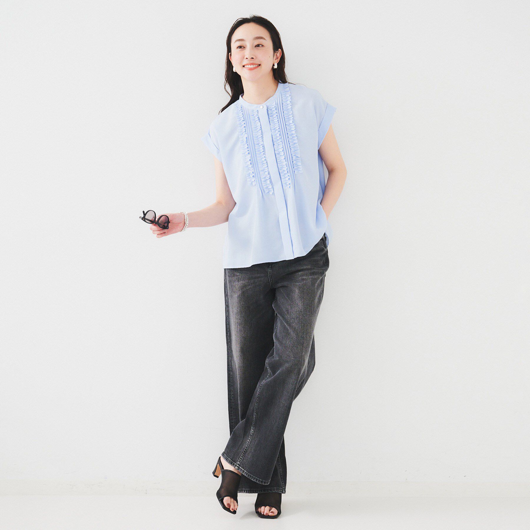 UNTITLED「【吸水速乾/UVケア】フィブリルフリルブラウス」|シャツ・ブラウス|