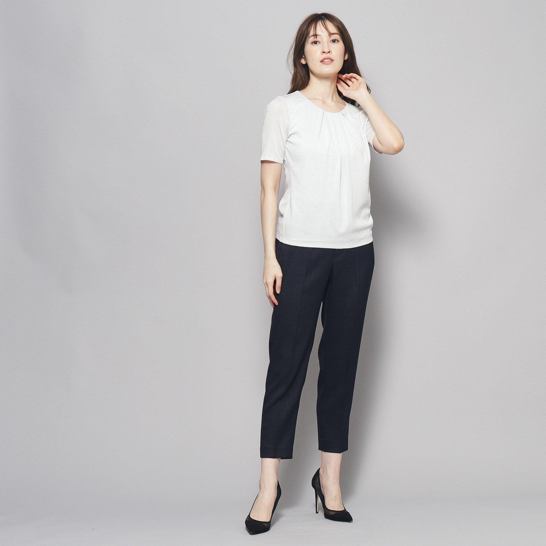 COUP DE CHANCE「【洗える／日本製／ラメ入り】上品ラウンドネックプルオーバー」|Tシャツ・カットソー|