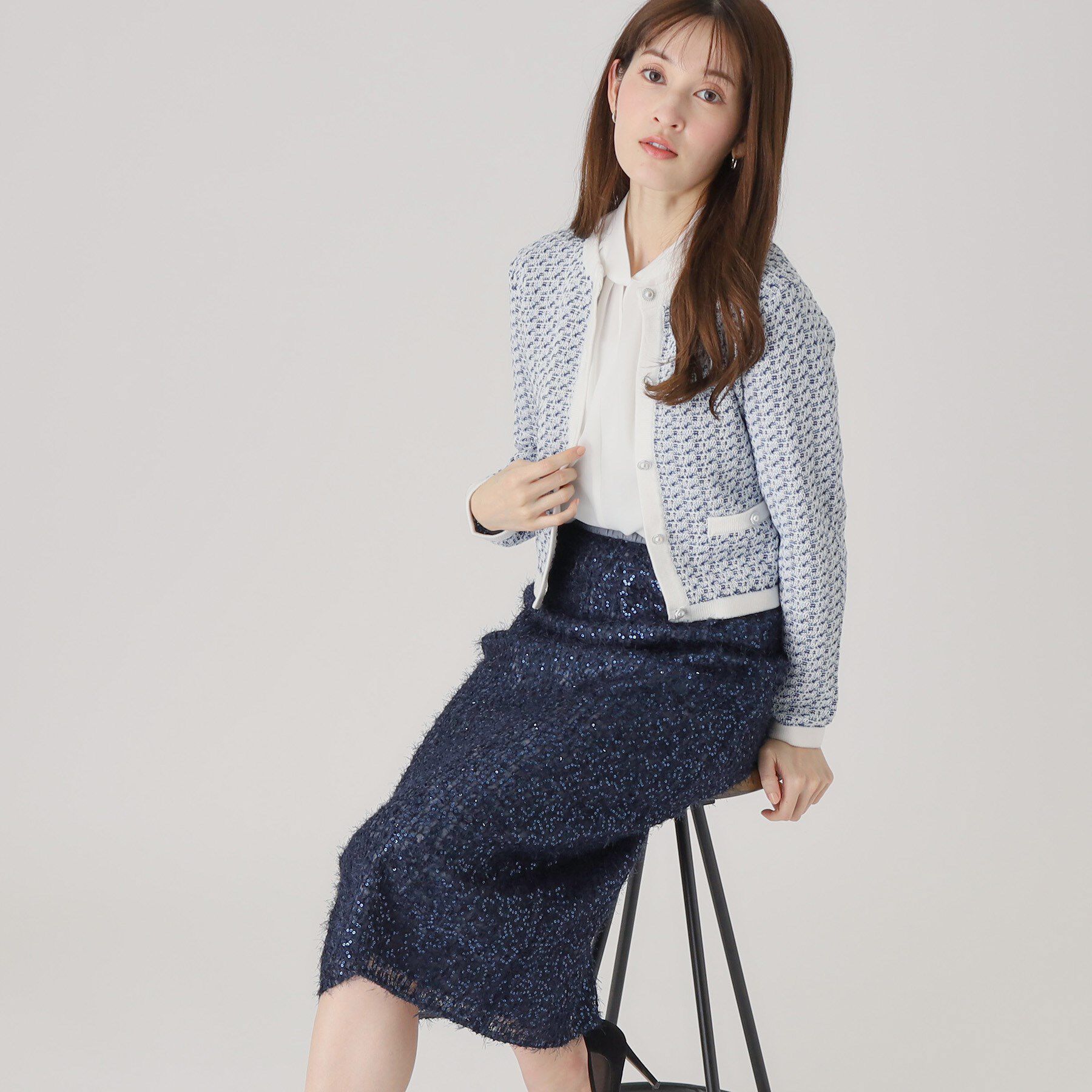 COUP DE CHANCE「【日本製】ナロータイトスカート」|スカート|ネイビー(094)