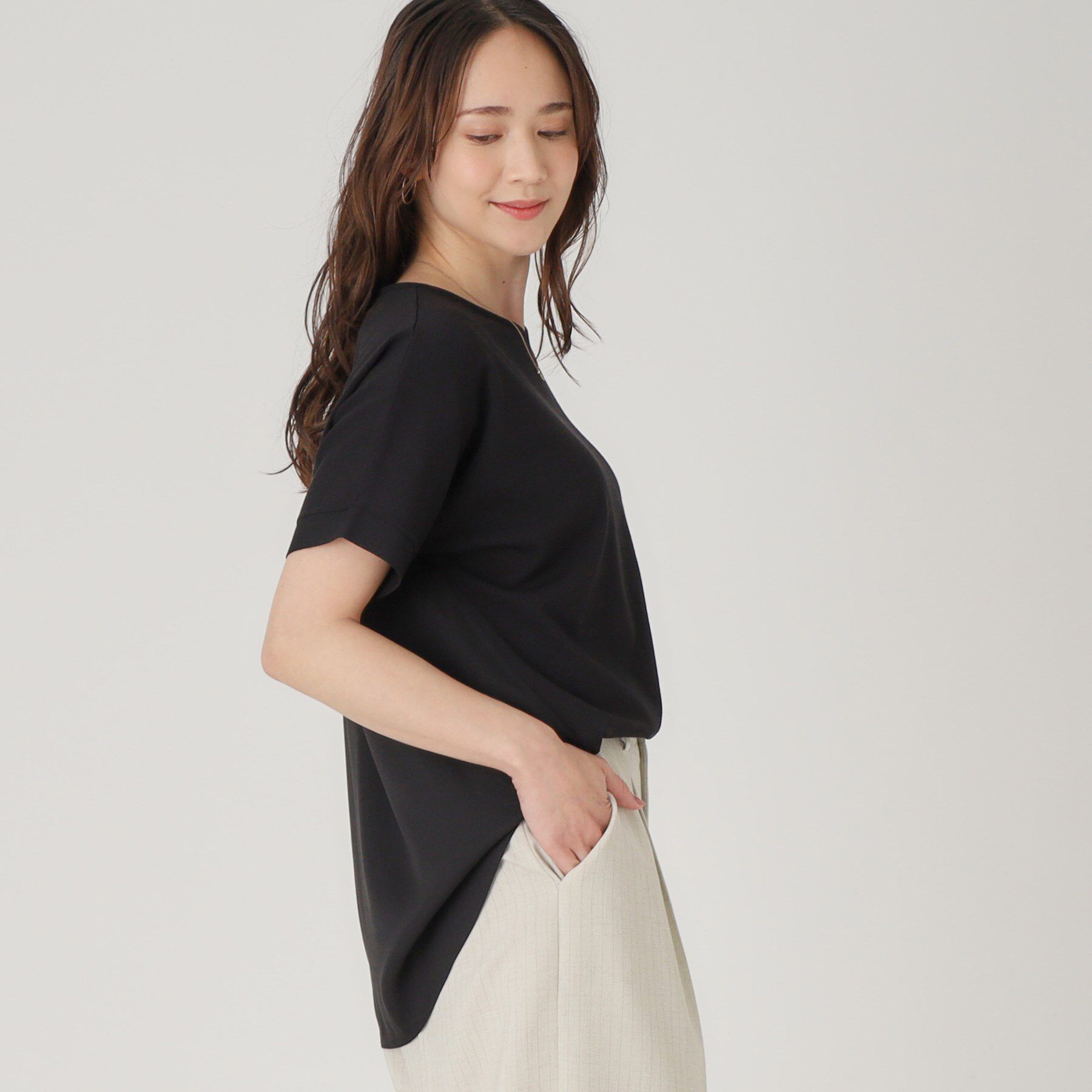 COUP DE CHANCE「【洗える／ヒップ丈】異素材組合せトップス」|ニット・セーター|