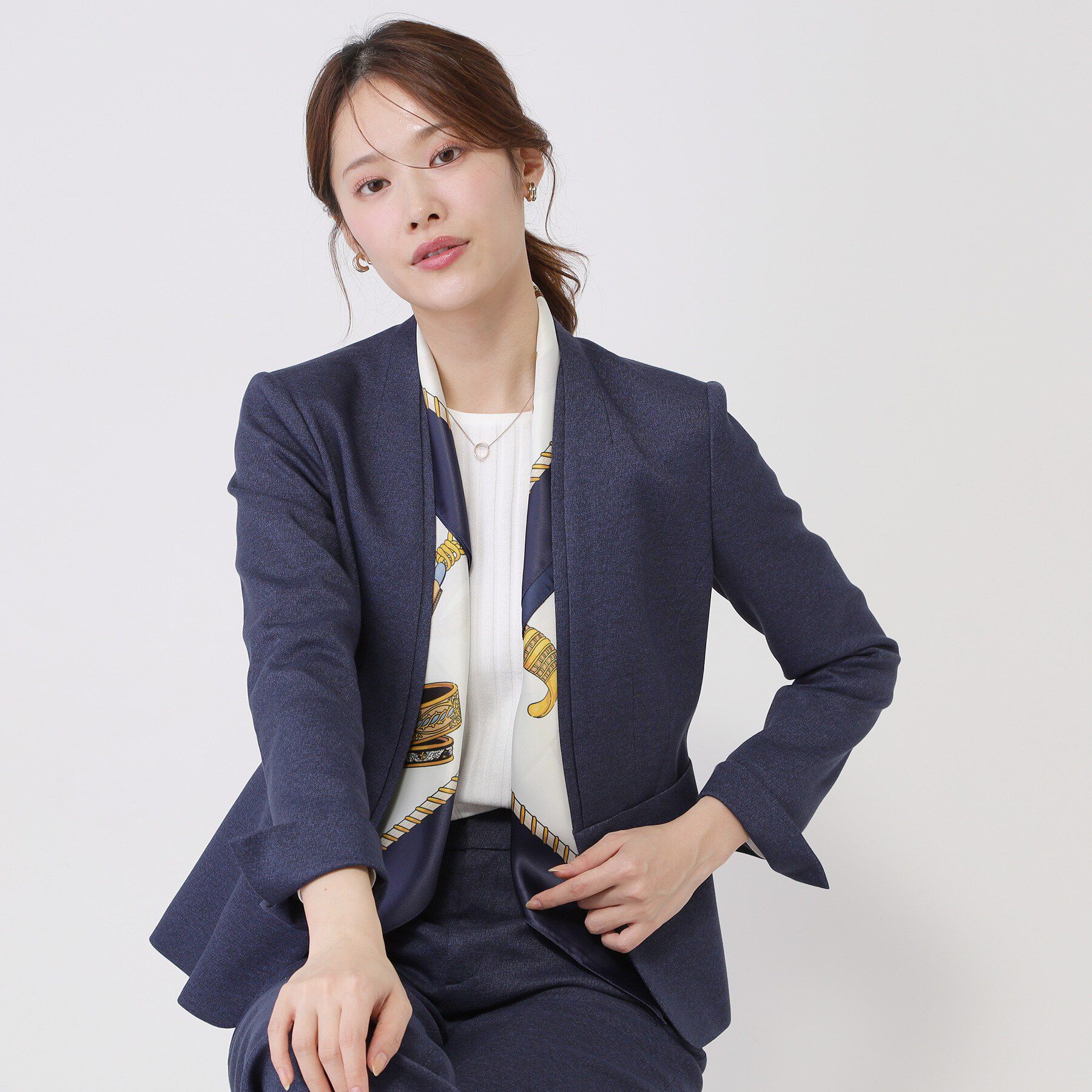 COUP DE CHANCE「【手洗い可／日本製／スーツ可】美シルエットのカラーレスジャケット」|ノーカラージャケット|