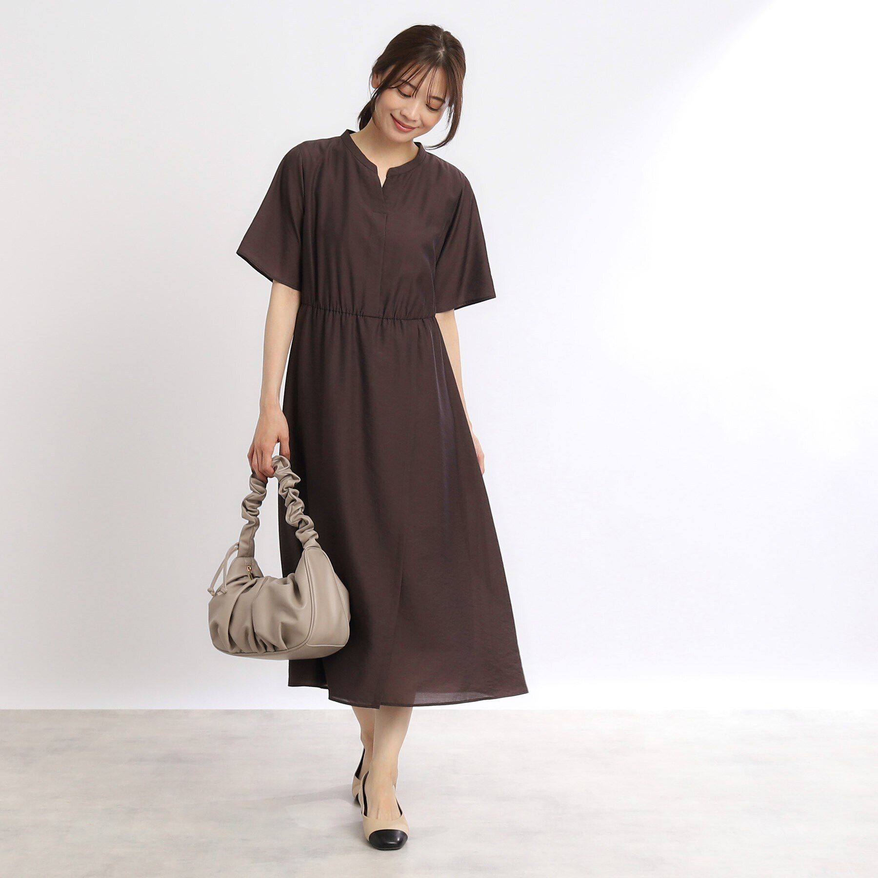 Reflect「【SALE／洗える／サッシュベルト付き】ラップ風デザインワンピース」|ワンピース|