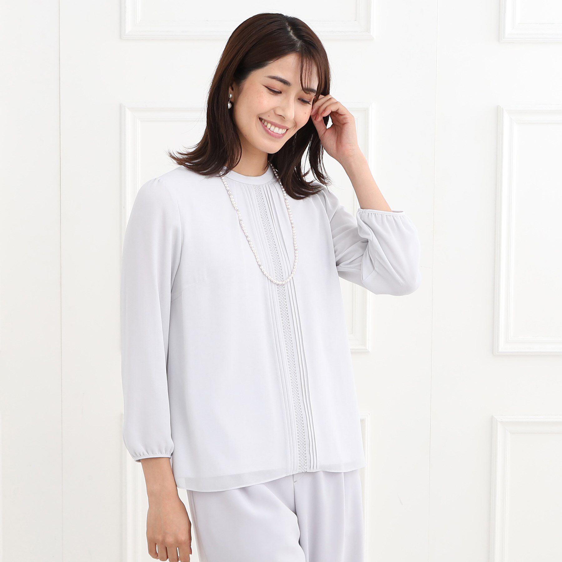 Reflect「【マシンウォッシュ可】フロントレースブラウス」|シャツ・ブラウス|