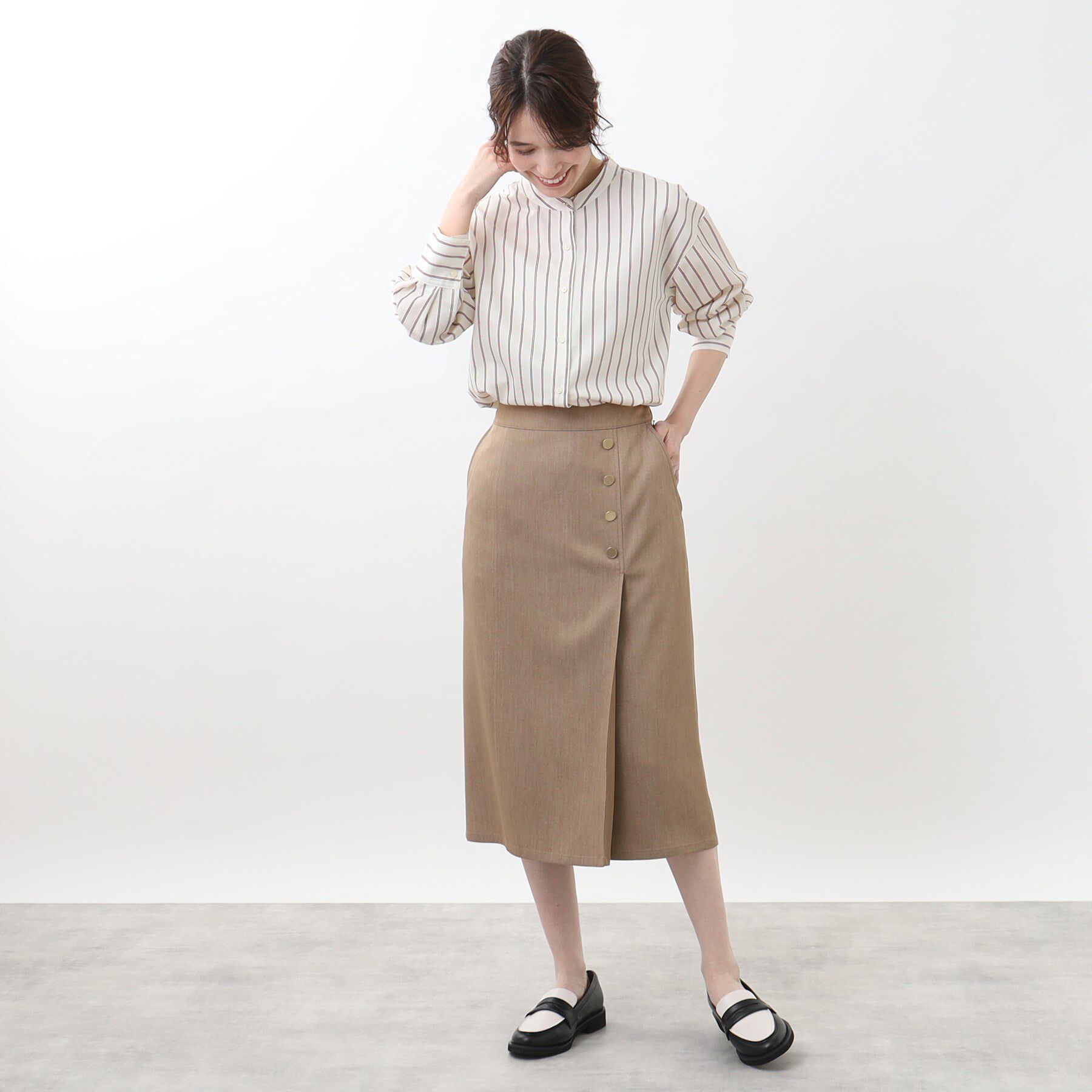 Reflect「【夏SALE／接触冷感／洗える】ストライプコクーンシルエットシャツ」|シャツ・ブラウス|