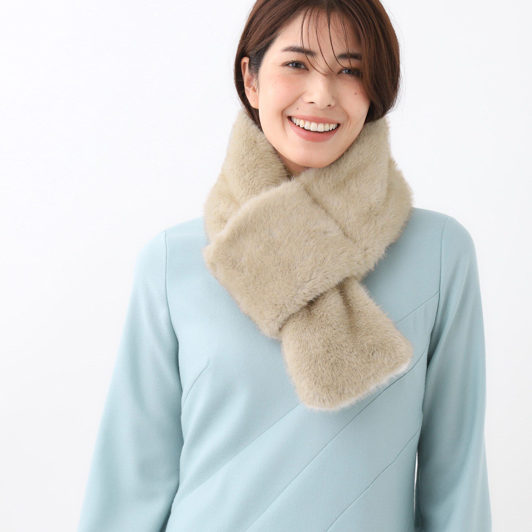 Reflect「【コーディネートのアクセントに◎】リバーシブルフェイクファーストール」|ストール|