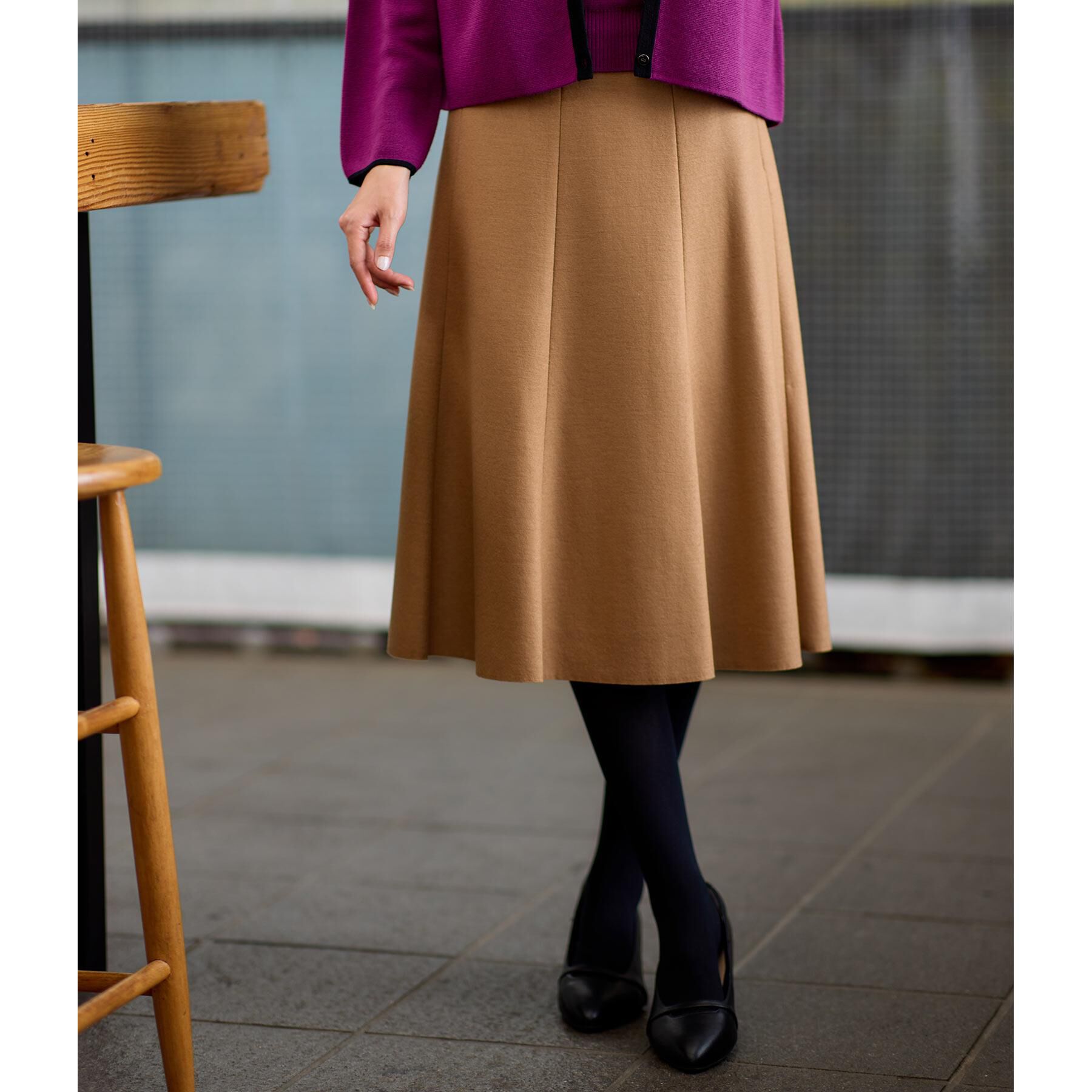 Reflect「【選べる5色◎】フレアフリュイドスカート」|スカート|キャメルブラウン(0