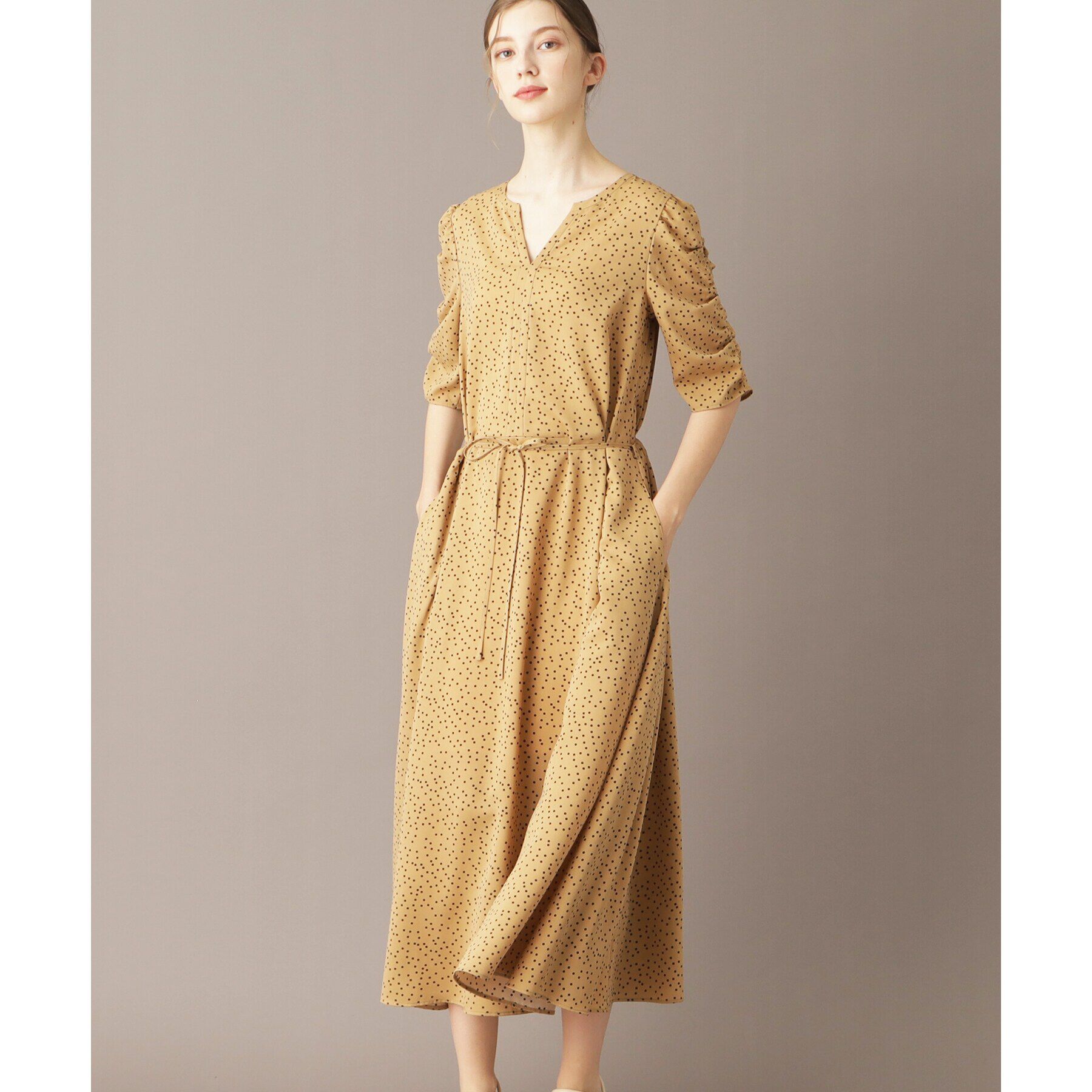 DRESSTERIOR「【ポケット付き/ドット柄】ドットハーフスリーブワンピース」|ワンピース|