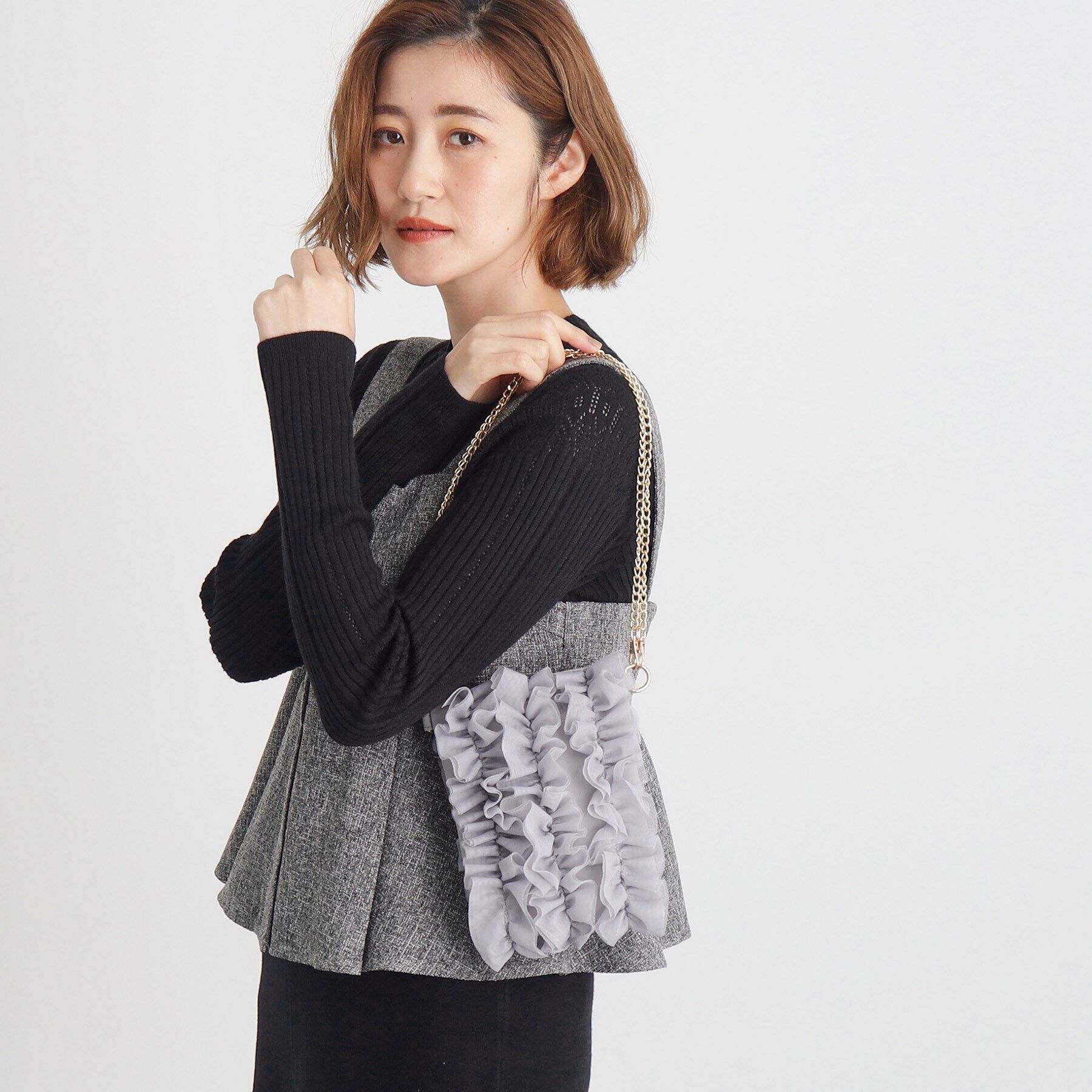 grove「チュールティアードミニショルダー」|ショルダー・メッセンジャー|