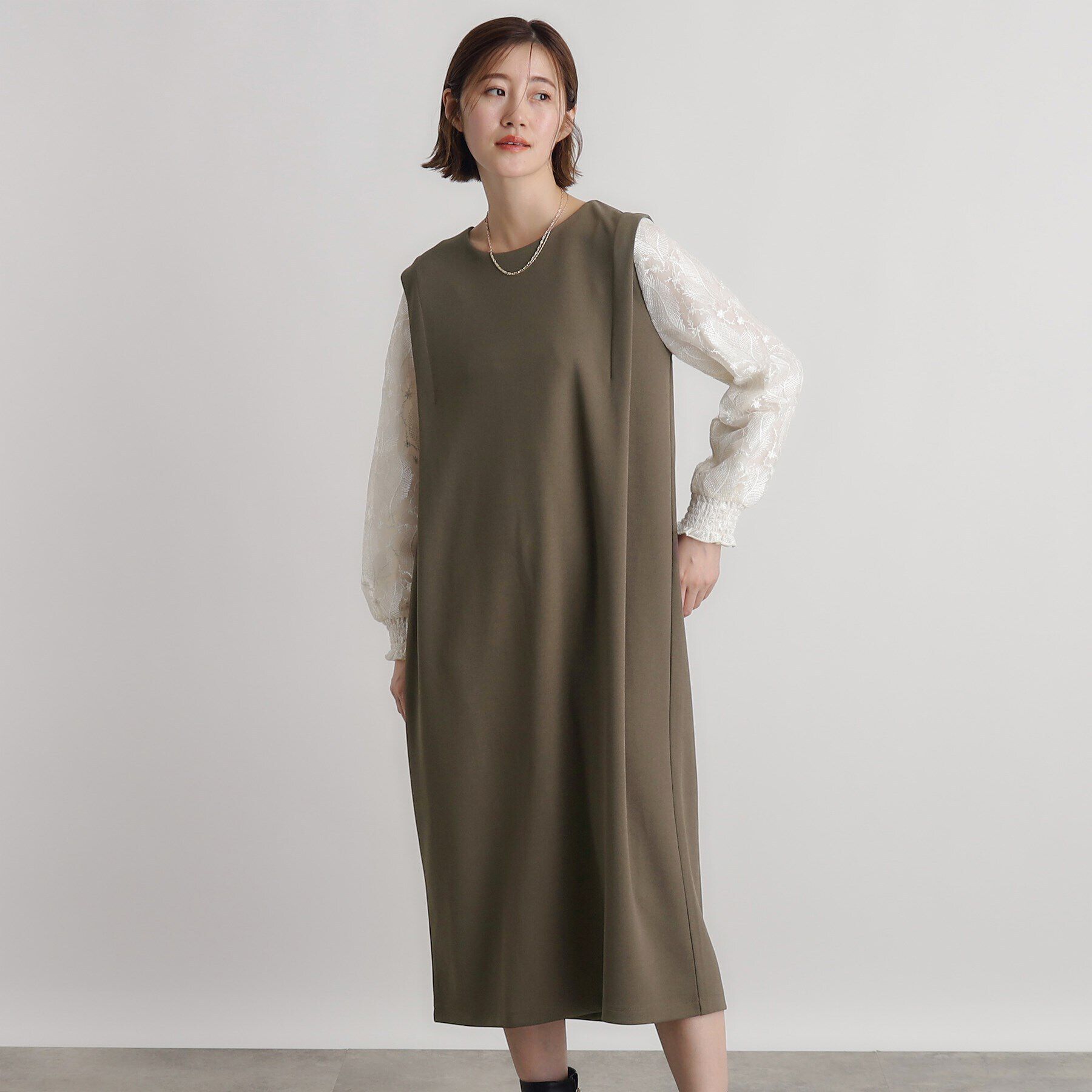 grove「袖スパンコールチュールコンビワンピース」|ワンピース|