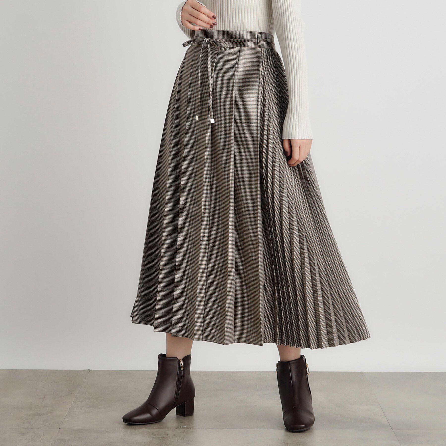 grove「ダブルプリーツチェックスカート」|スカート|
