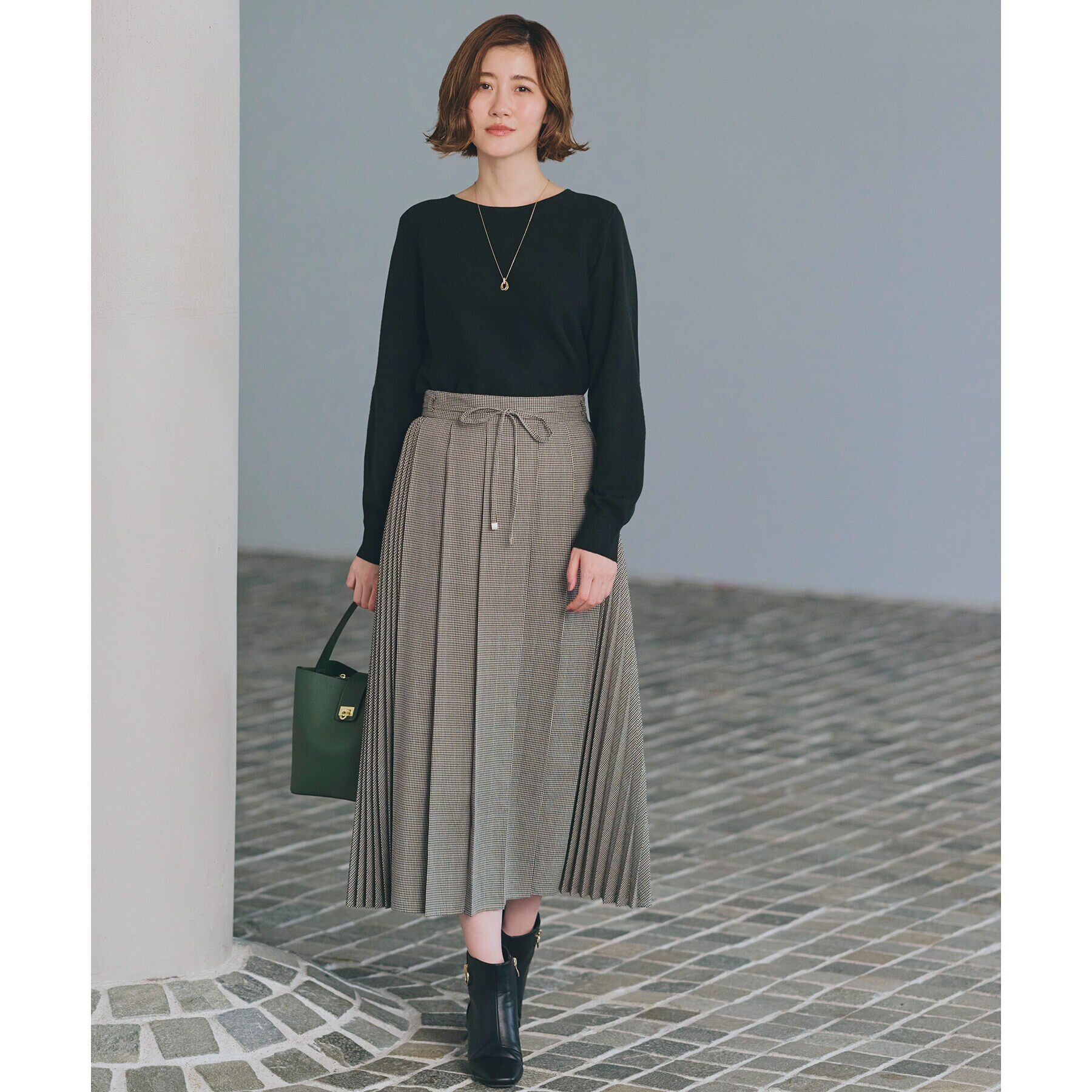 grove「ダブルプリーツチェックスカート」|スカート|