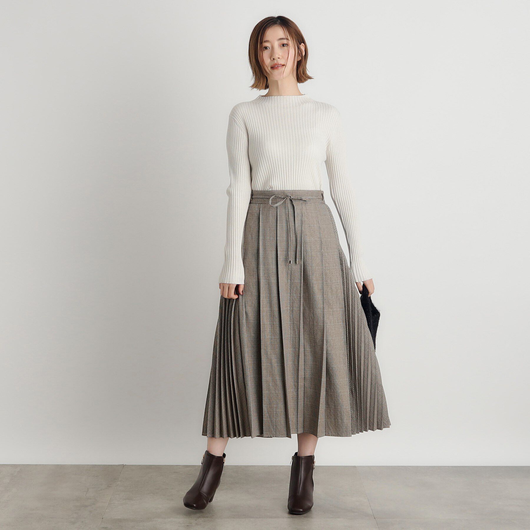 grove「ダブルプリーツチェックスカート」|スカート|