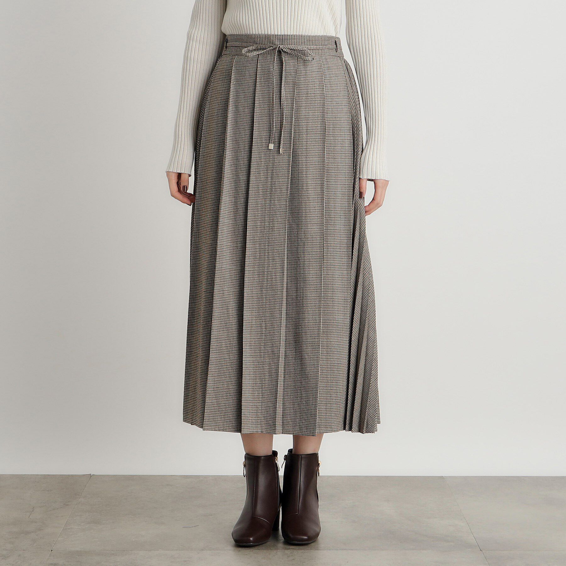 grove「ダブルプリーツチェックスカート」|スカート|