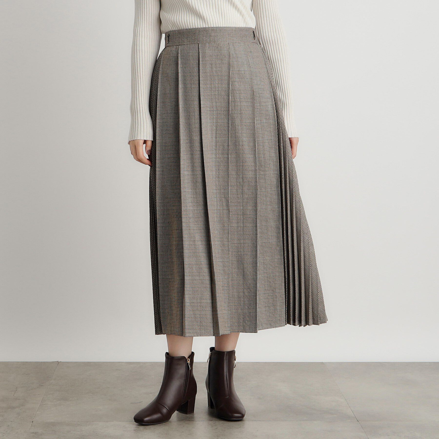 grove「ダブルプリーツチェックスカート」|スカート|