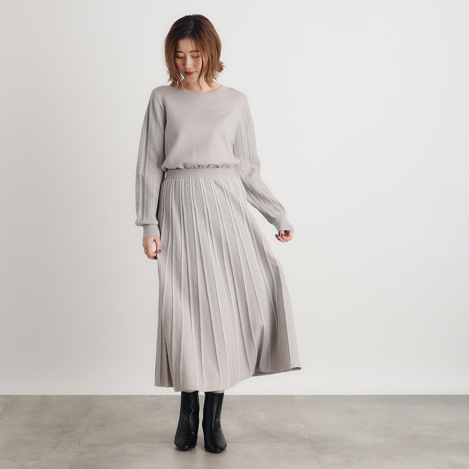 grove「SET UP対応 透かし編み柄ニットスカート」|スカート|