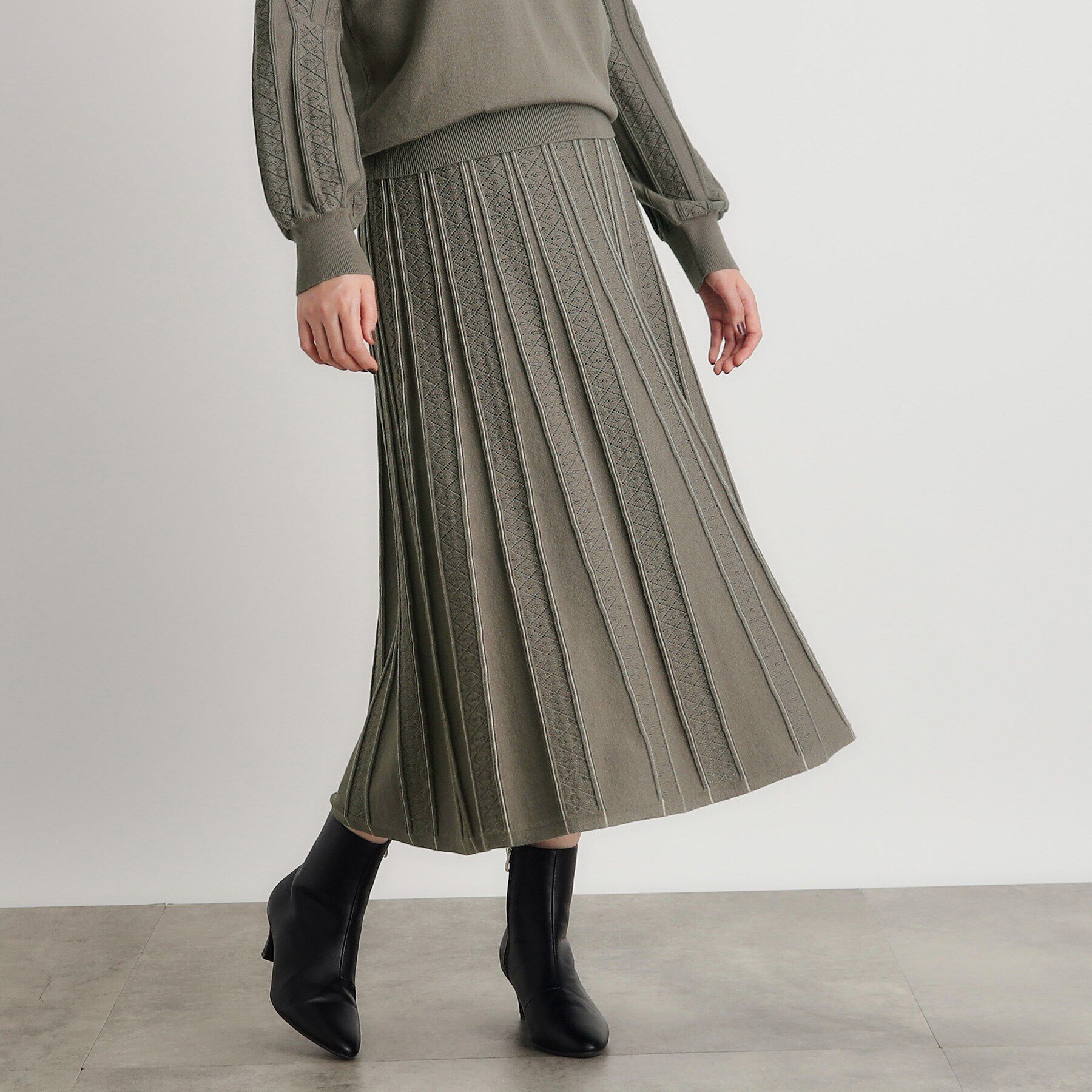 grove「SET UP対応 透かし編み柄ニットスカート」|スカート|