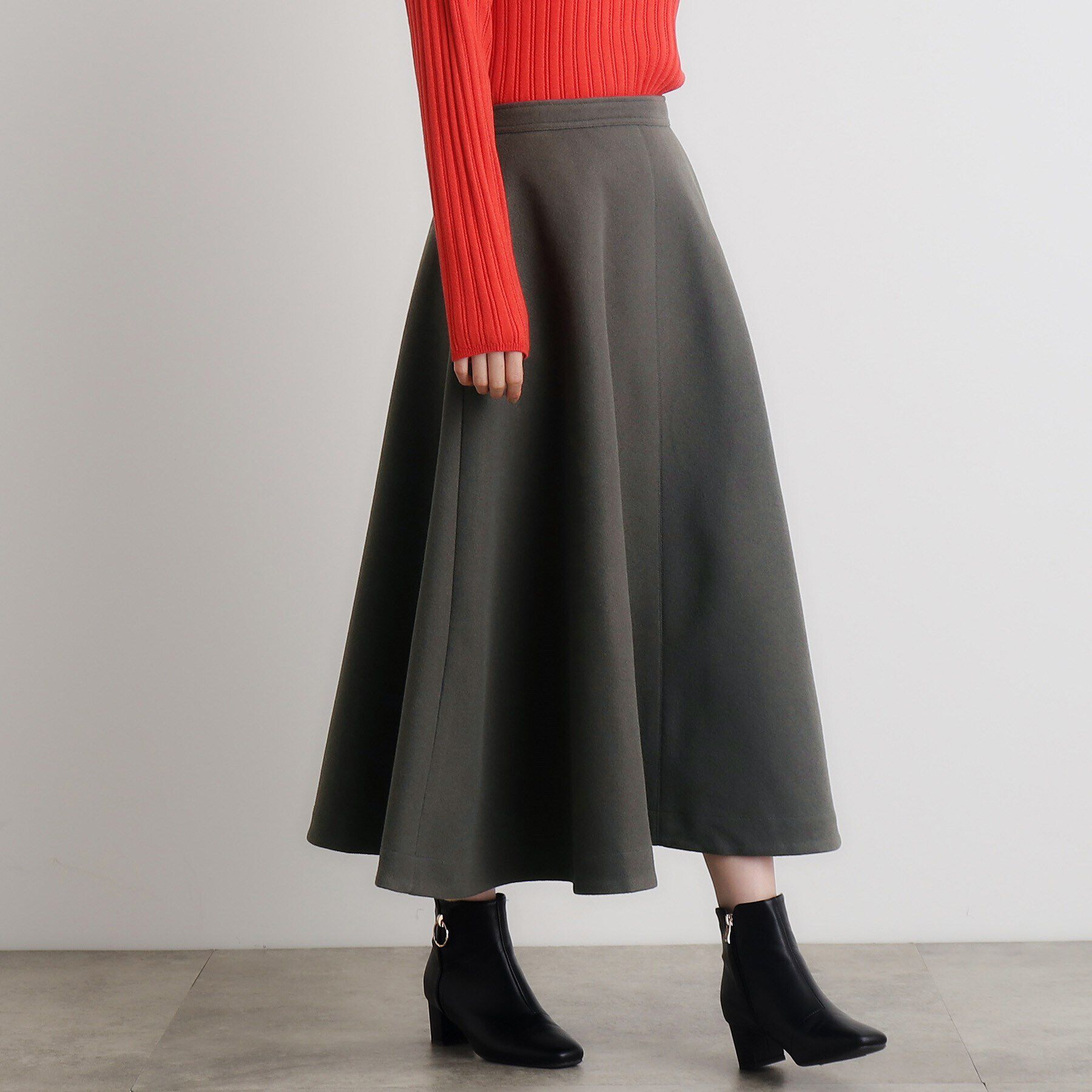 grove「ジャージメルトンフレアスカート」|スカート|チャコールグレー(0