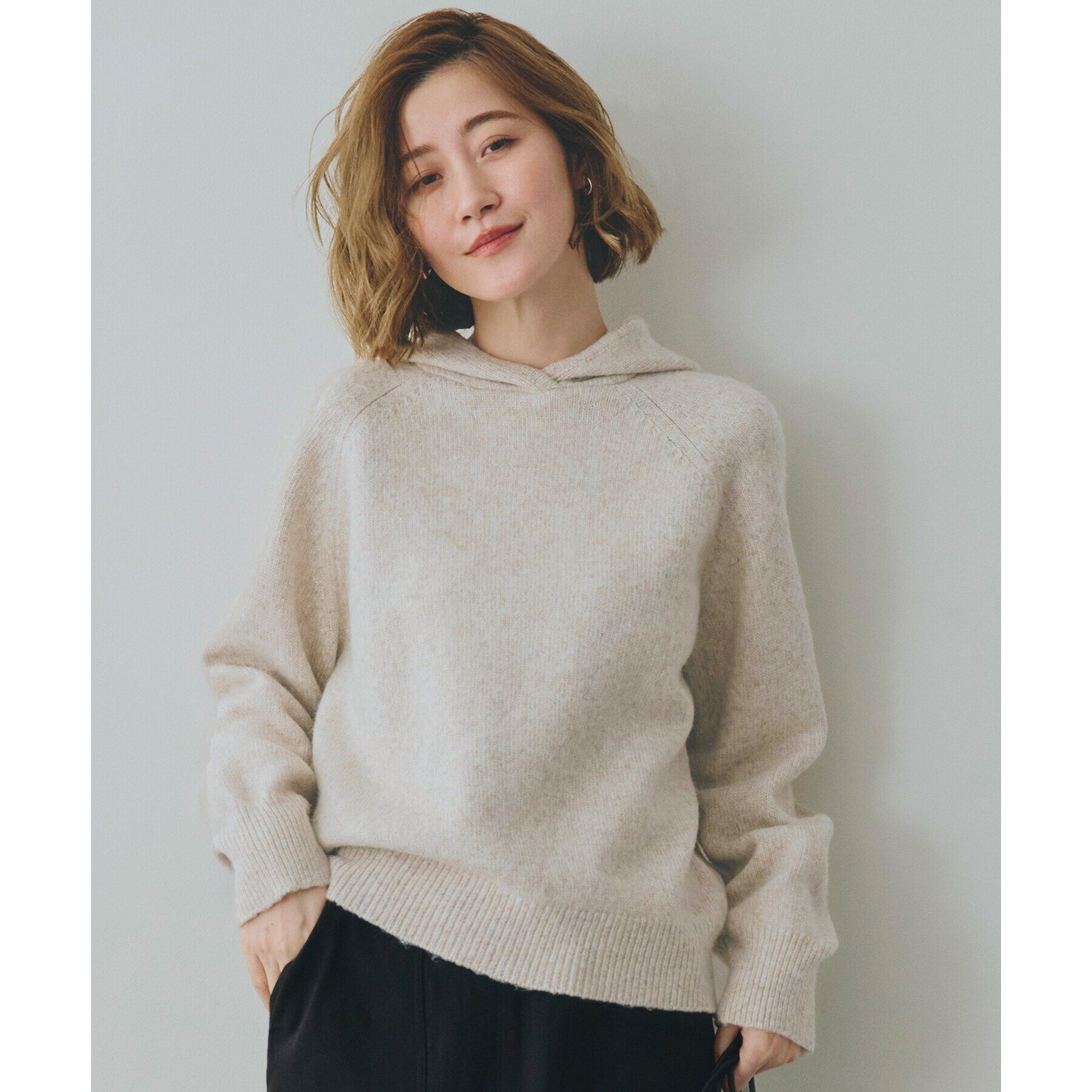 grove「杢ラメフードニットプルオーバー」|ニット・セーター|アイボリー(004)