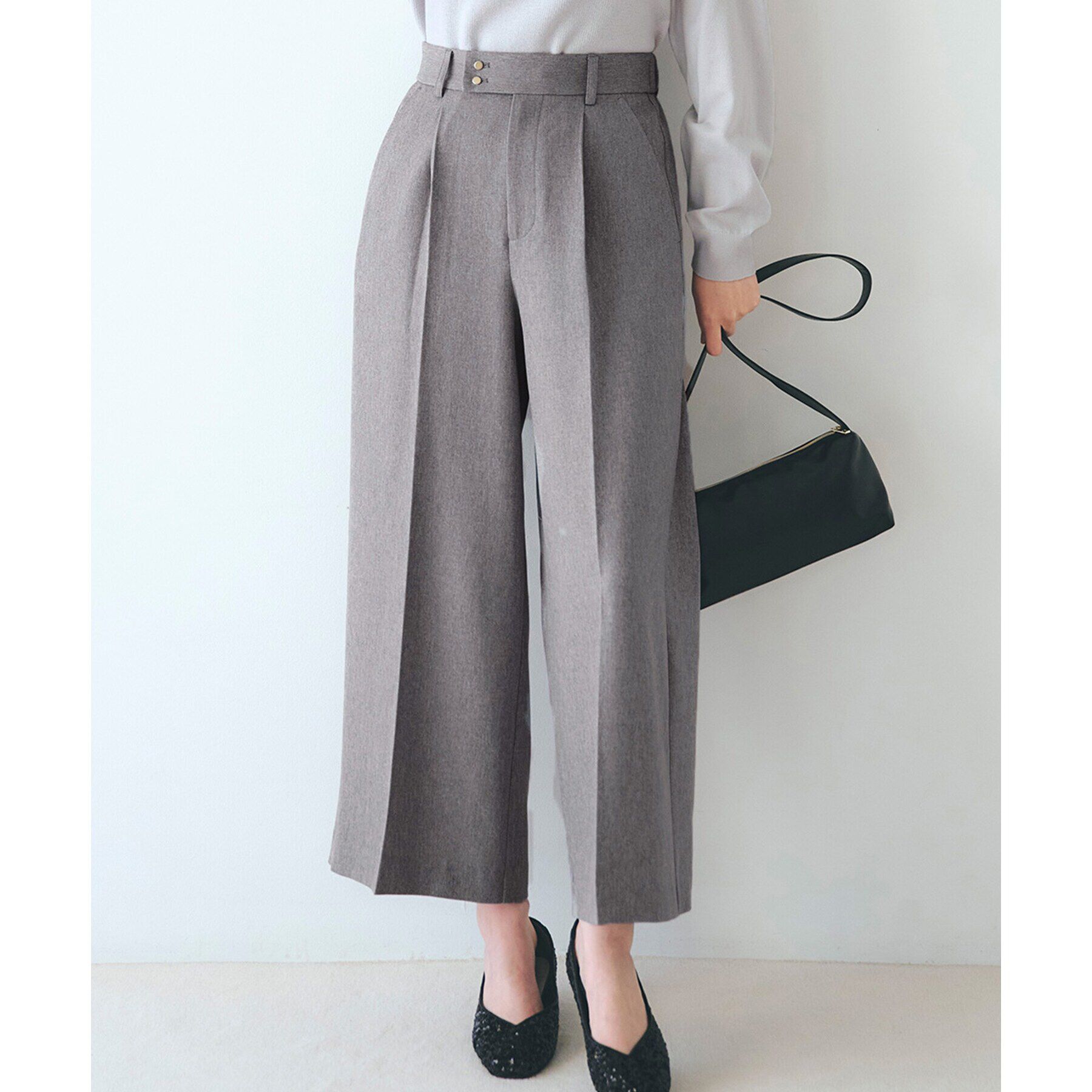 grove「クロップドワイドパンツ」|その他|グレー(012)