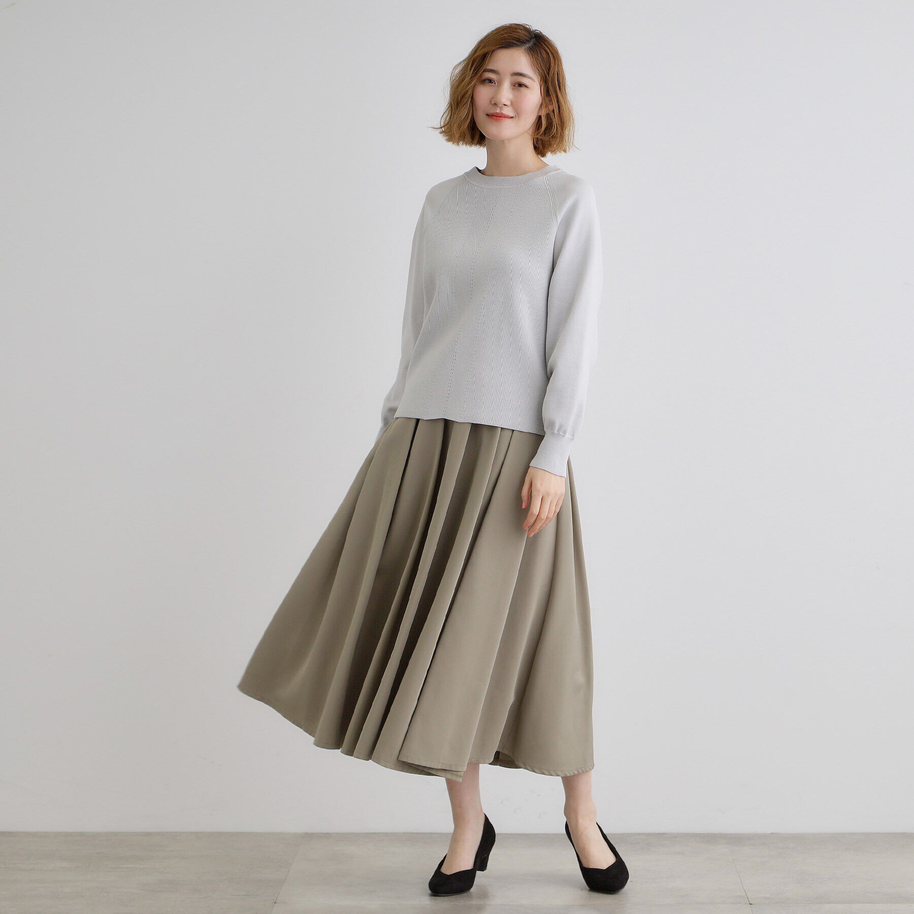 grove「畦編みクルーネックニット」|ニット・セーター|