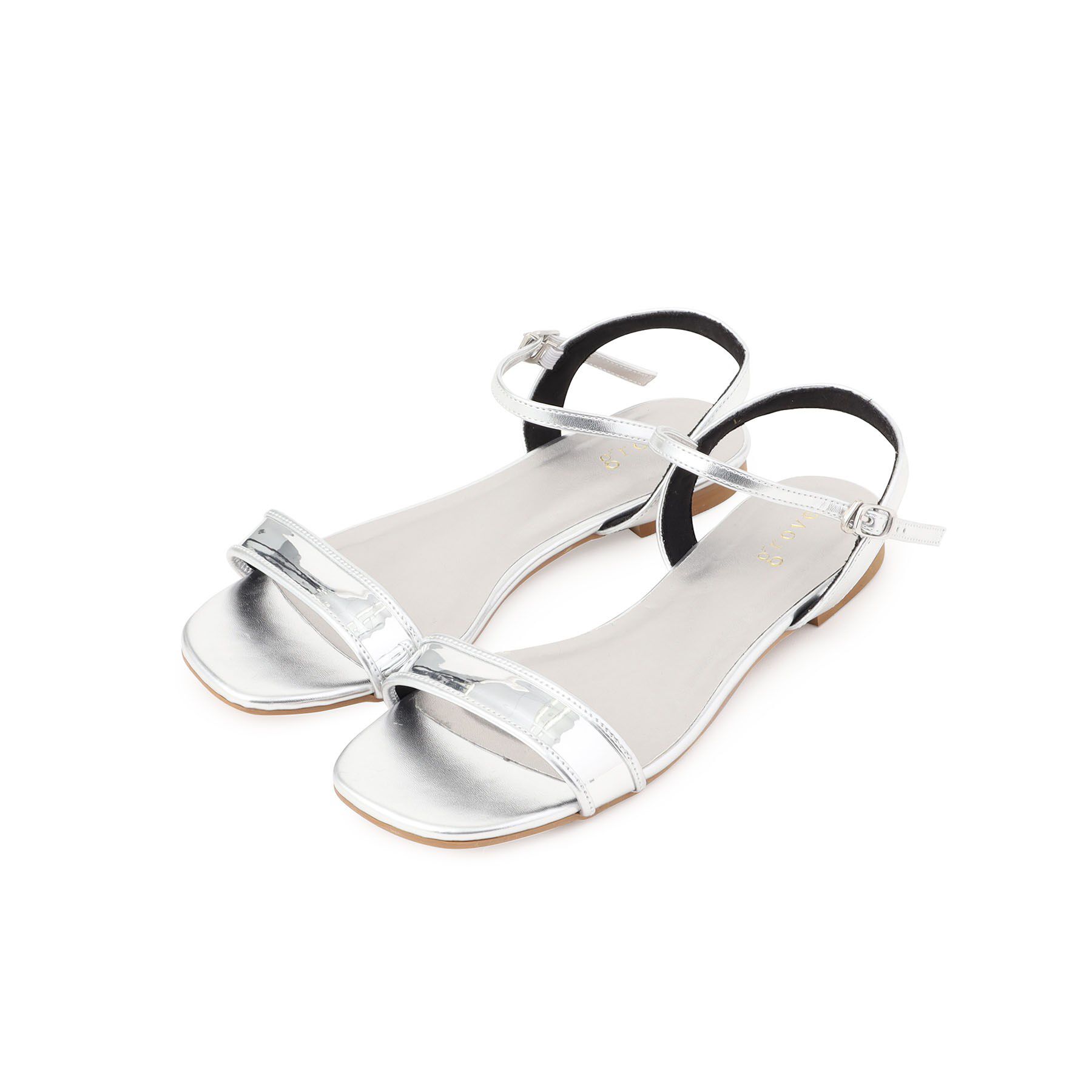 grove「アンクルストラップアソートフラットサンダル」|サンダル|シルバー(006)