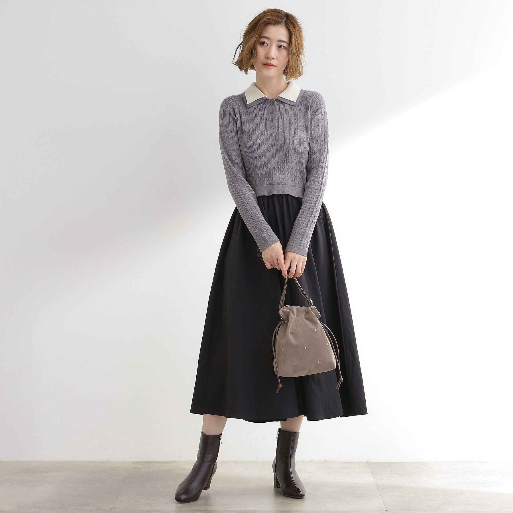 grove「スタッズスエード調巾着ショルダー」|ショルダー・メッセンジャー|