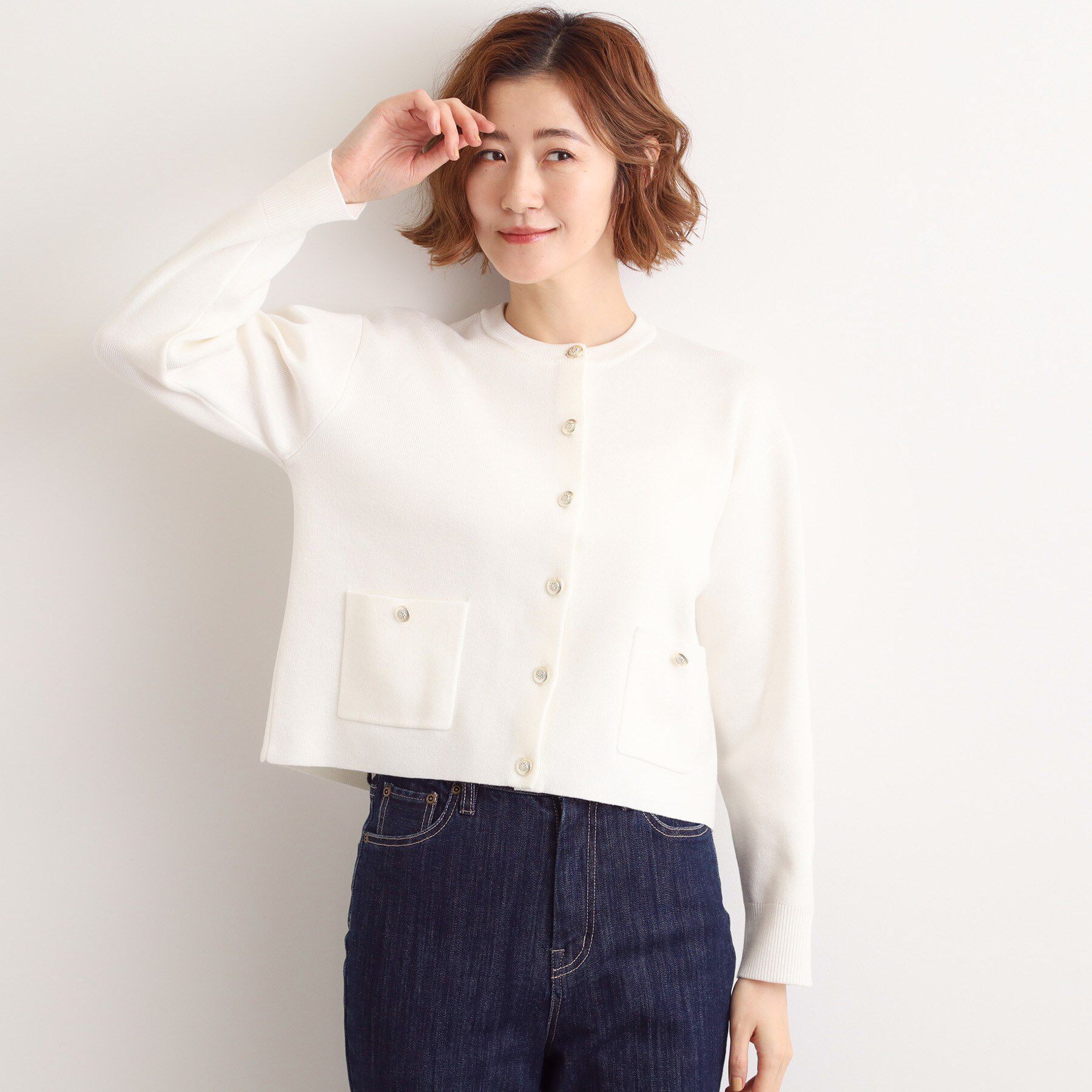 grove「【SET UP対応】ジャケットライク総針カーディガン」|カーディガン|オフホワイト(003
