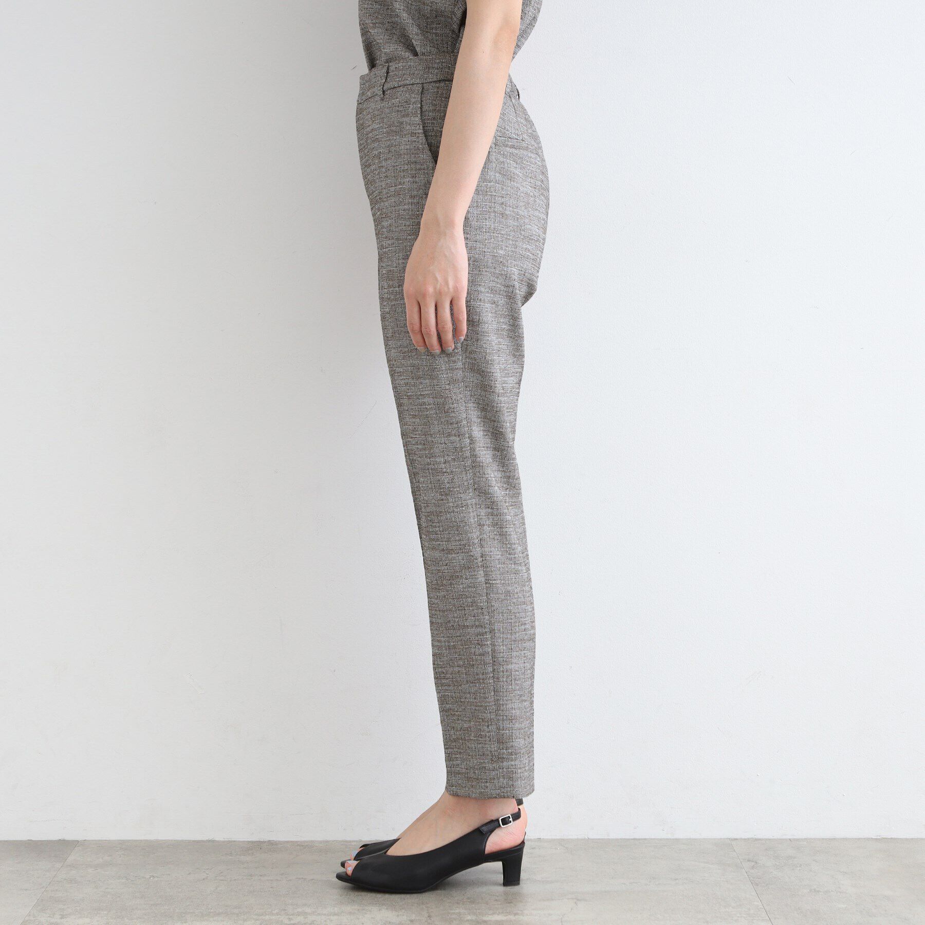 INDIVI「【洗える／日本製／SETUP可能】サマーツィード テーパードパンツ」|スーツ|