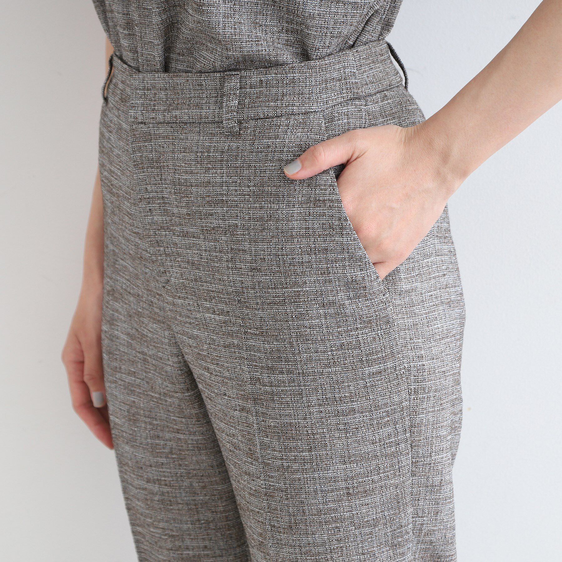 INDIVI「【洗える／日本製／SETUP可能】サマーツィード テーパードパンツ」|スーツ|