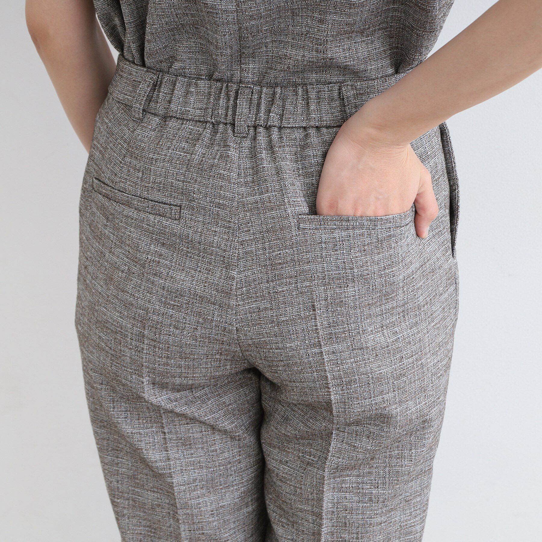 INDIVI「【洗える／日本製／SETUP可能】サマーツィード テーパードパンツ」|スーツ|