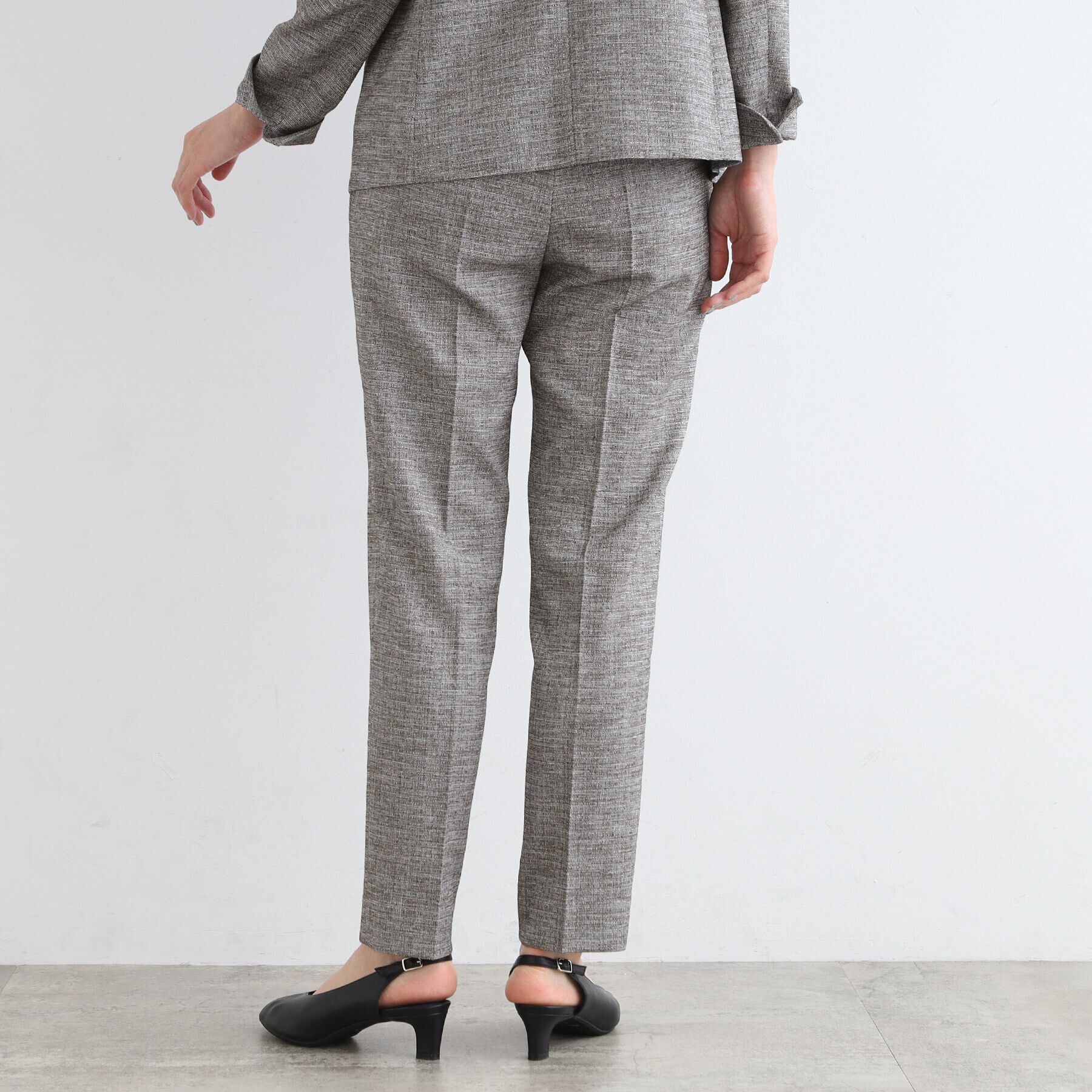 INDIVI「【洗える／日本製／SETUP可能】サマーツィード テーパードパンツ」|スーツ|