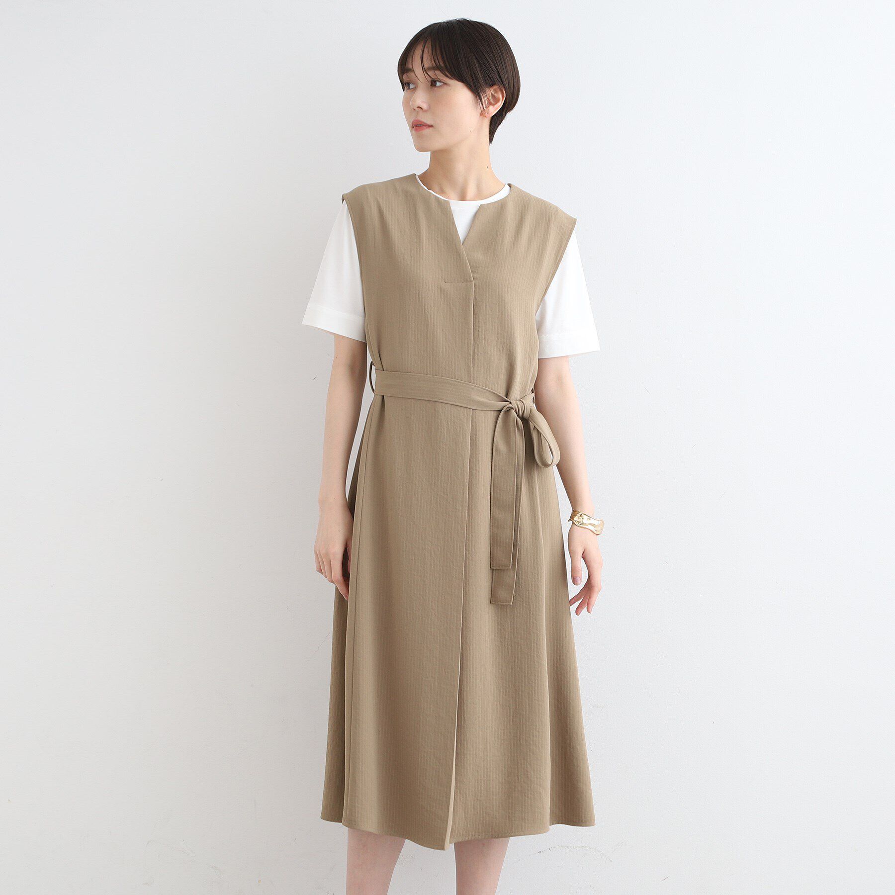 INDIVI「【洗える／UVケア／接触冷感／吸水速乾】ジレ風デザインワンピース」|ワンピース|