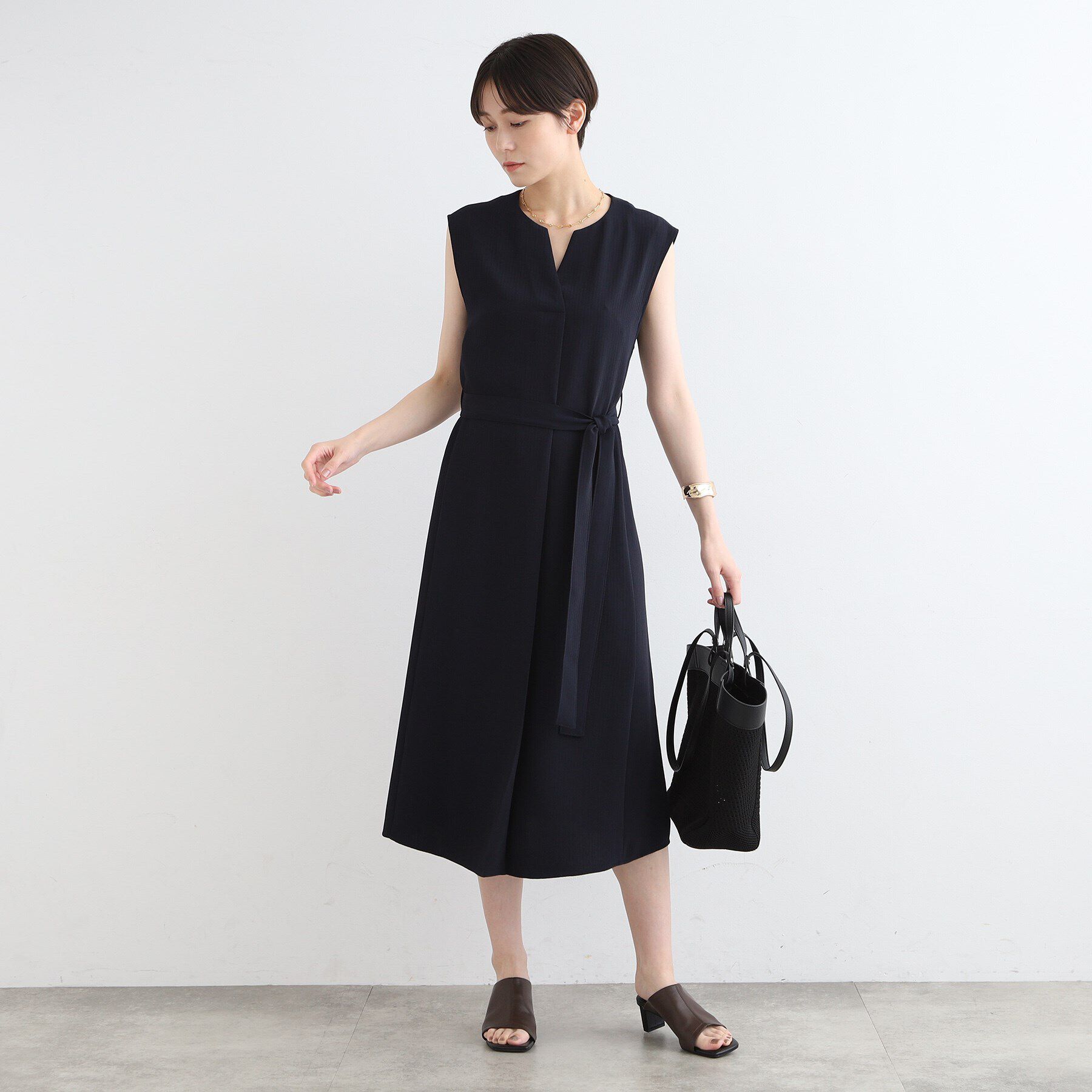 INDIVI「【洗える／UVケア／接触冷感／吸水速乾】ジレ風デザインワンピース」|ワンピース|