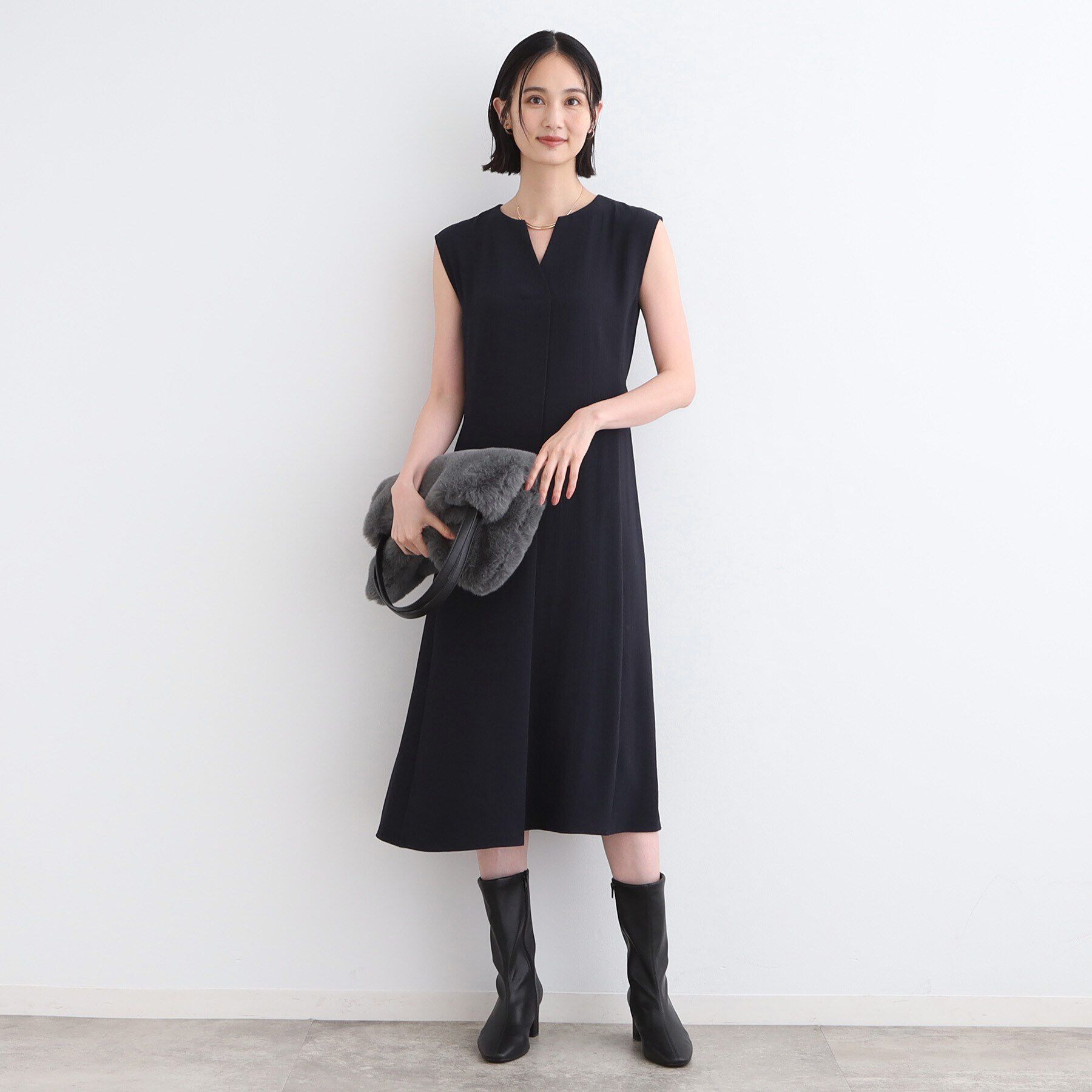 INDIVI「【洗える／UVケア／接触冷感／吸水速乾】ジレ風デザインワンピース」|ワンピース|