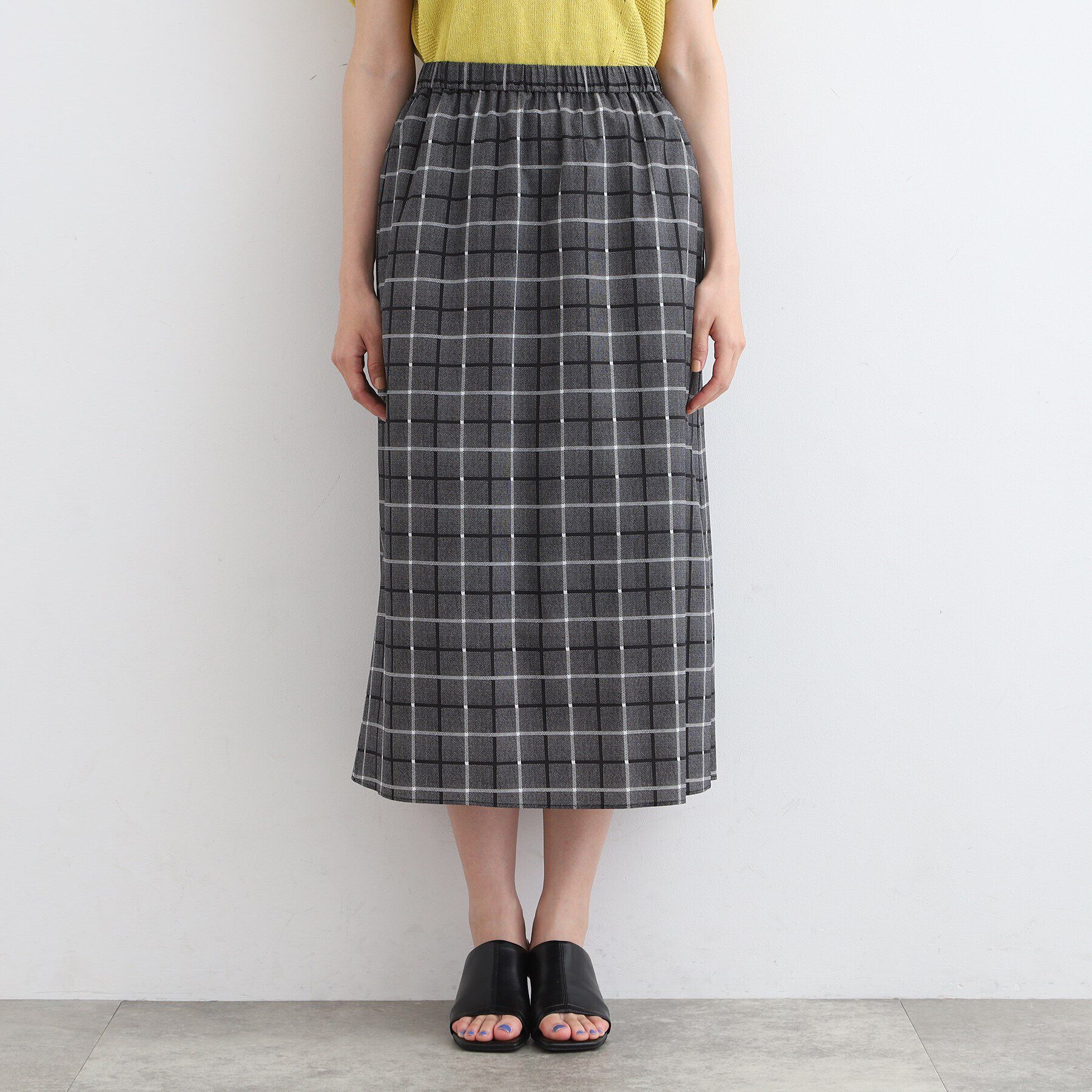 INDIVI「【洗える／SETUP可能／超軽量】チェック柄Iラインスカート」|スカート|