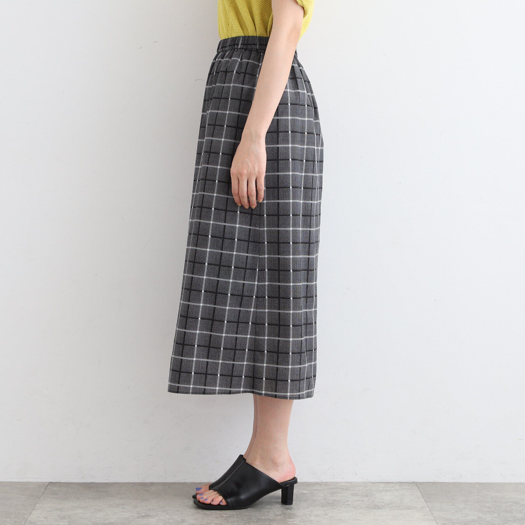INDIVI「【洗える／SETUP可能／超軽量】チェック柄Iラインスカート」|スカート|