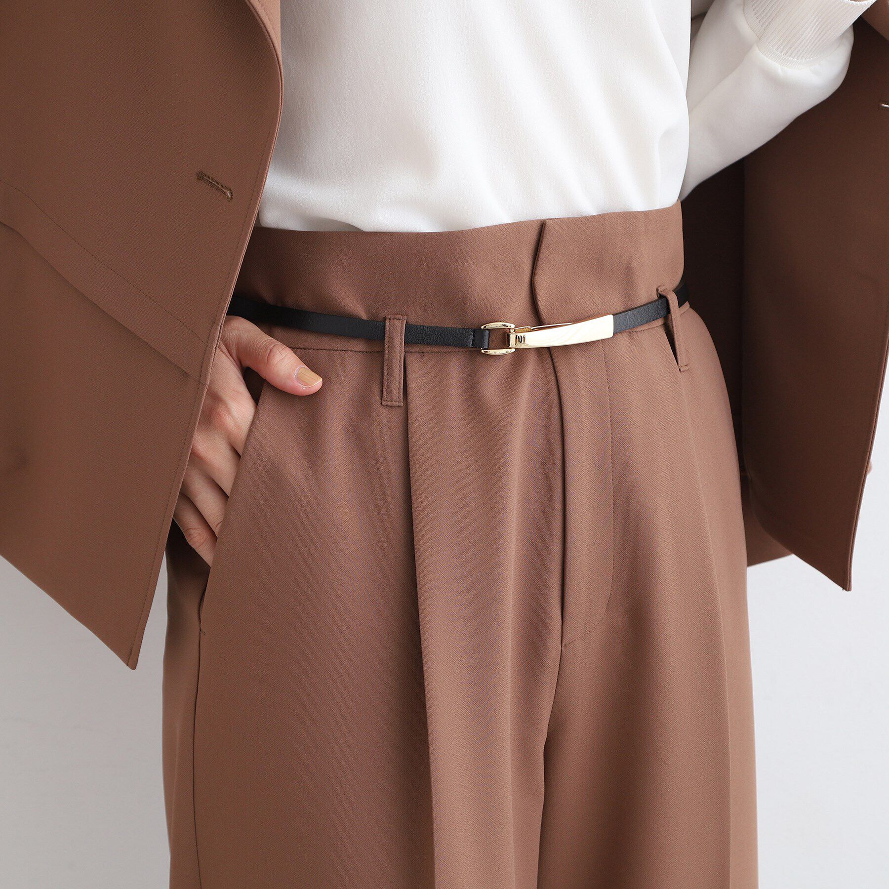 INDIVI「【合皮】フリーフックベルト」|ベルト|