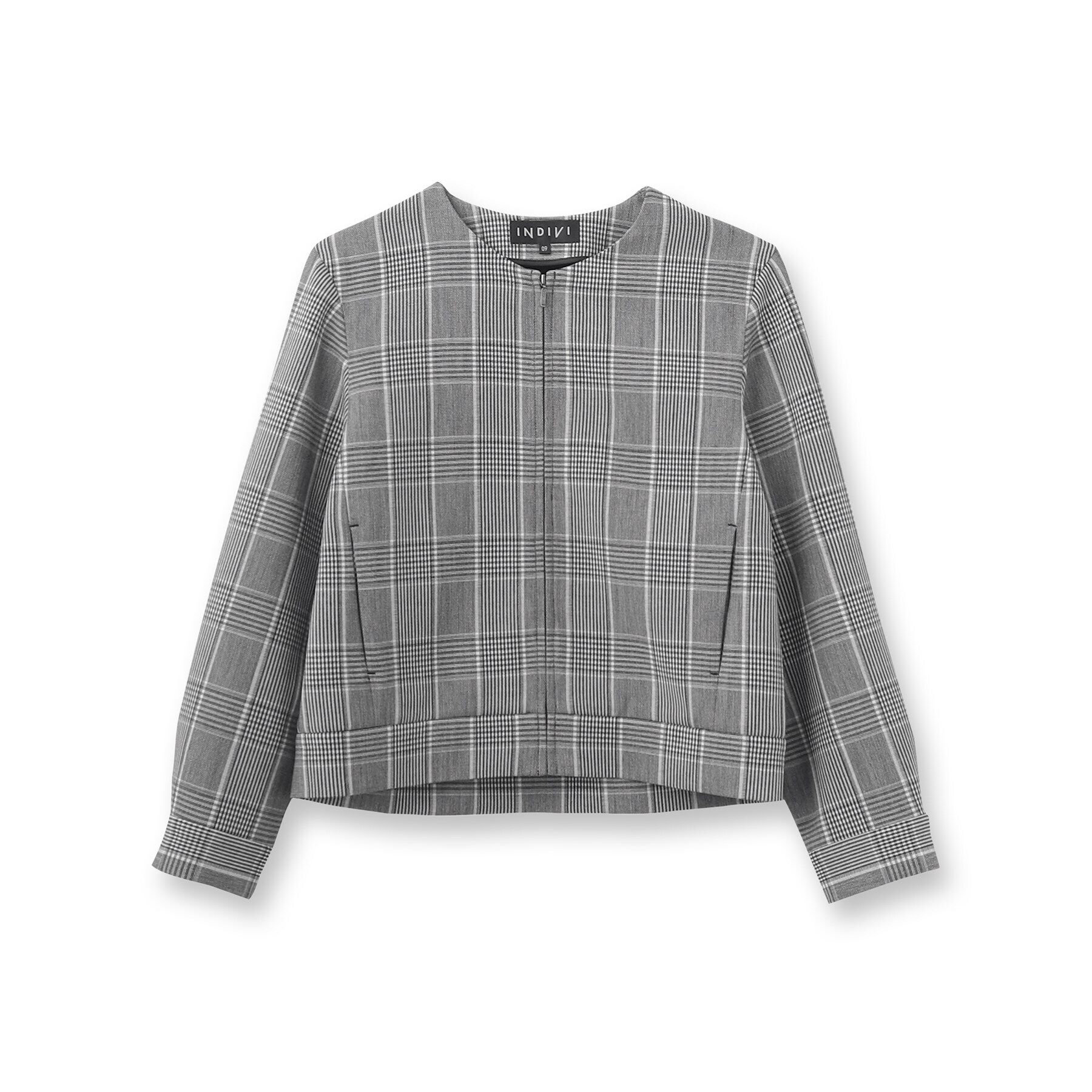 INDIVI「【洗える／UVケア】グレンチェック柄リバーブルゾン」|ブルゾン・スタジャン|