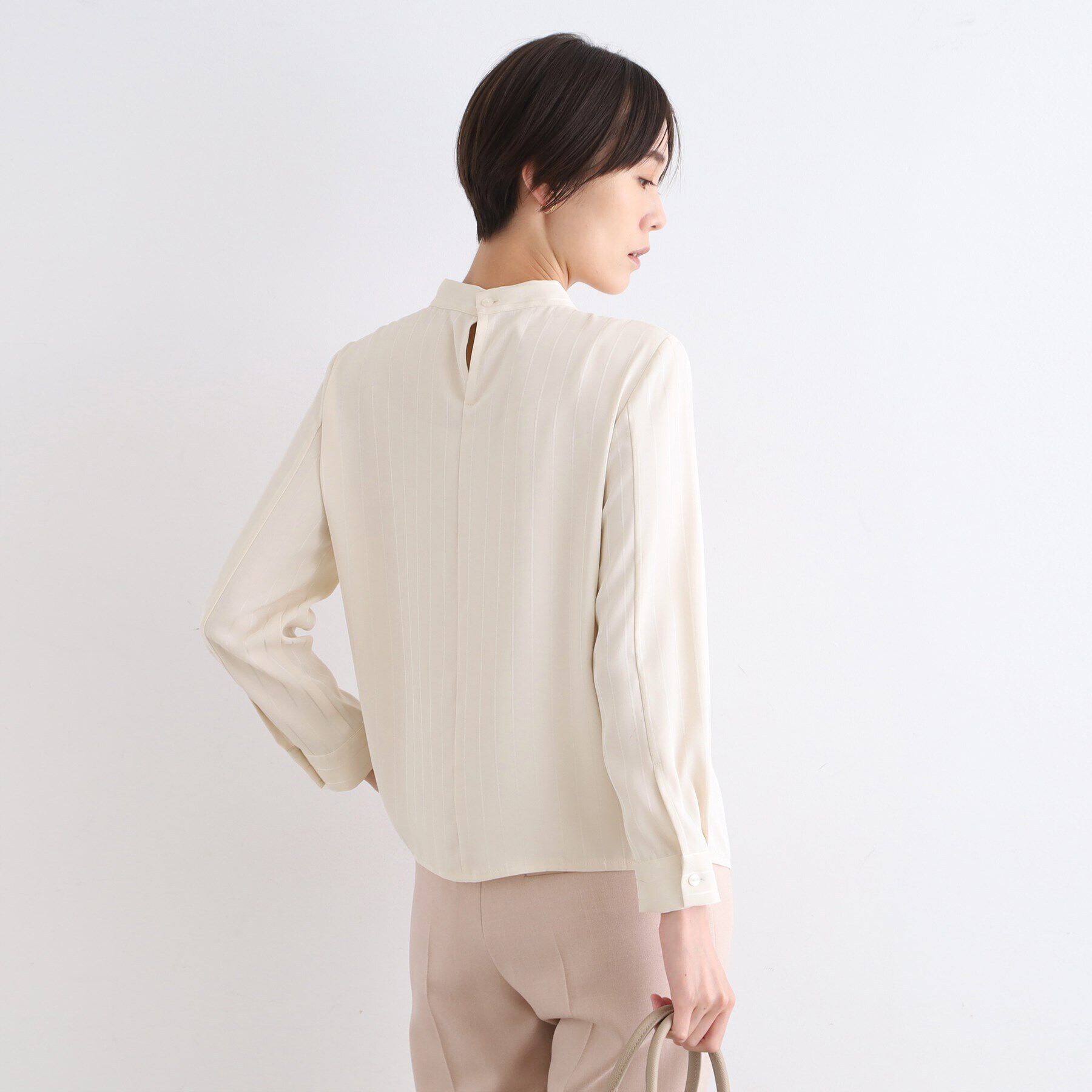 INDIVI「【洗える】シアーストライプ柄ボウタイブラウス」|シャツ・ブラウス|