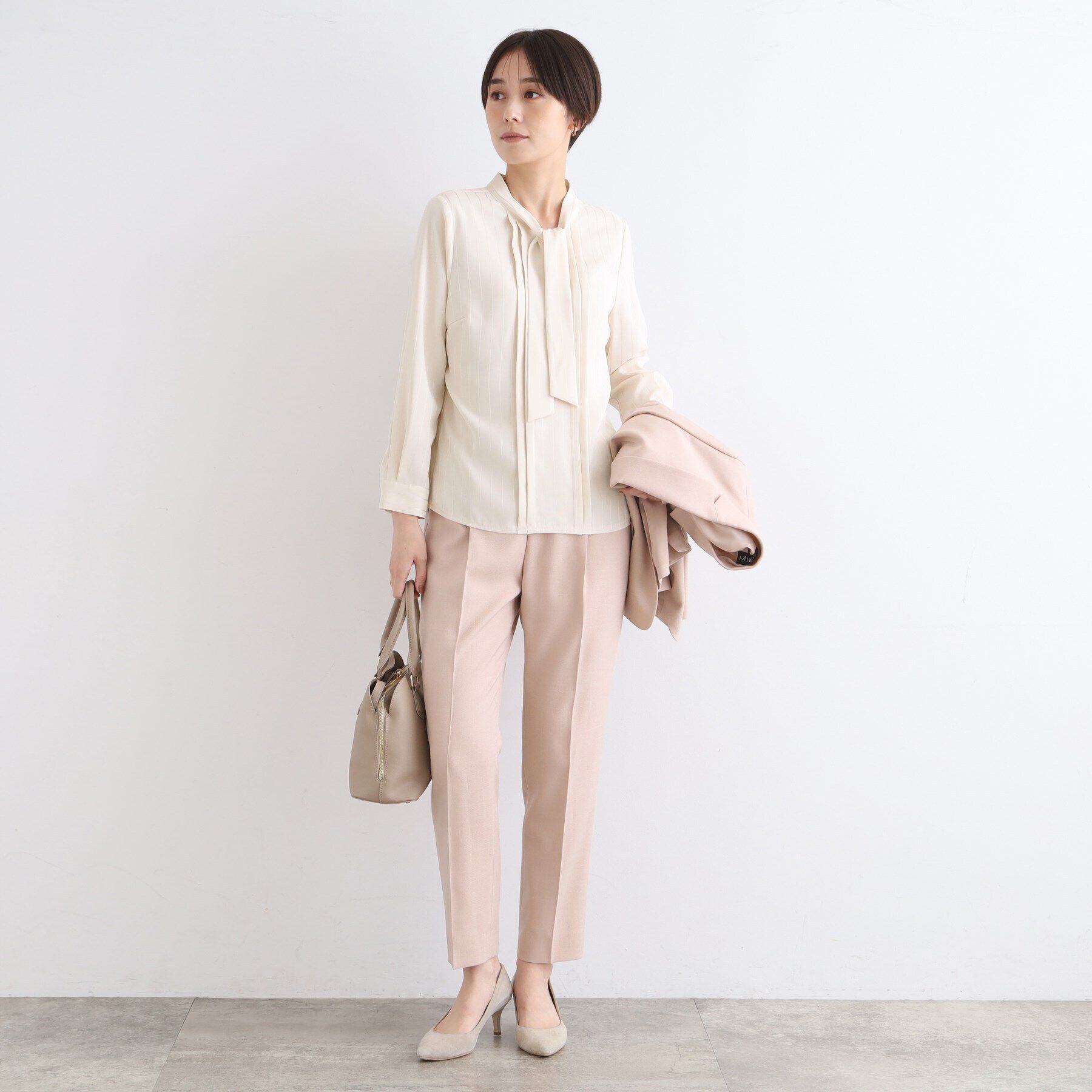 INDIVI「【洗える】シアーストライプ柄ボウタイブラウス」|シャツ・ブラウス|