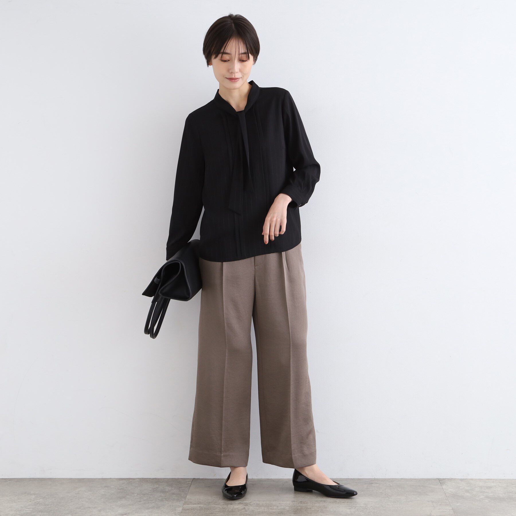 INDIVI「【洗える】シアーストライプ柄ボウタイブラウス」|シャツ・ブラウス|