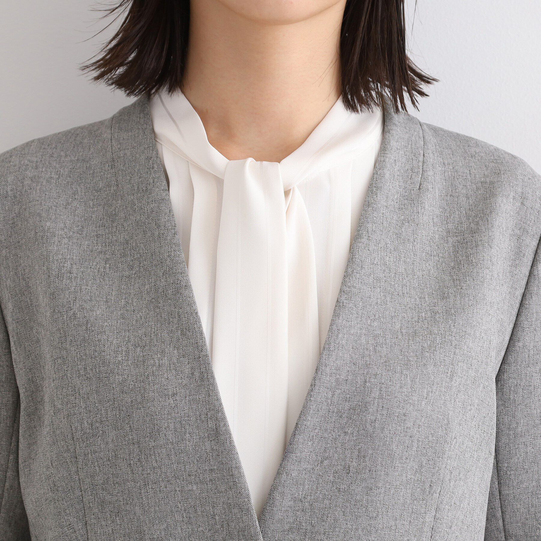 INDIVI「【定番スーツ／洗える／メランジ】ウールライクノーカラージャケット」|スーツ|