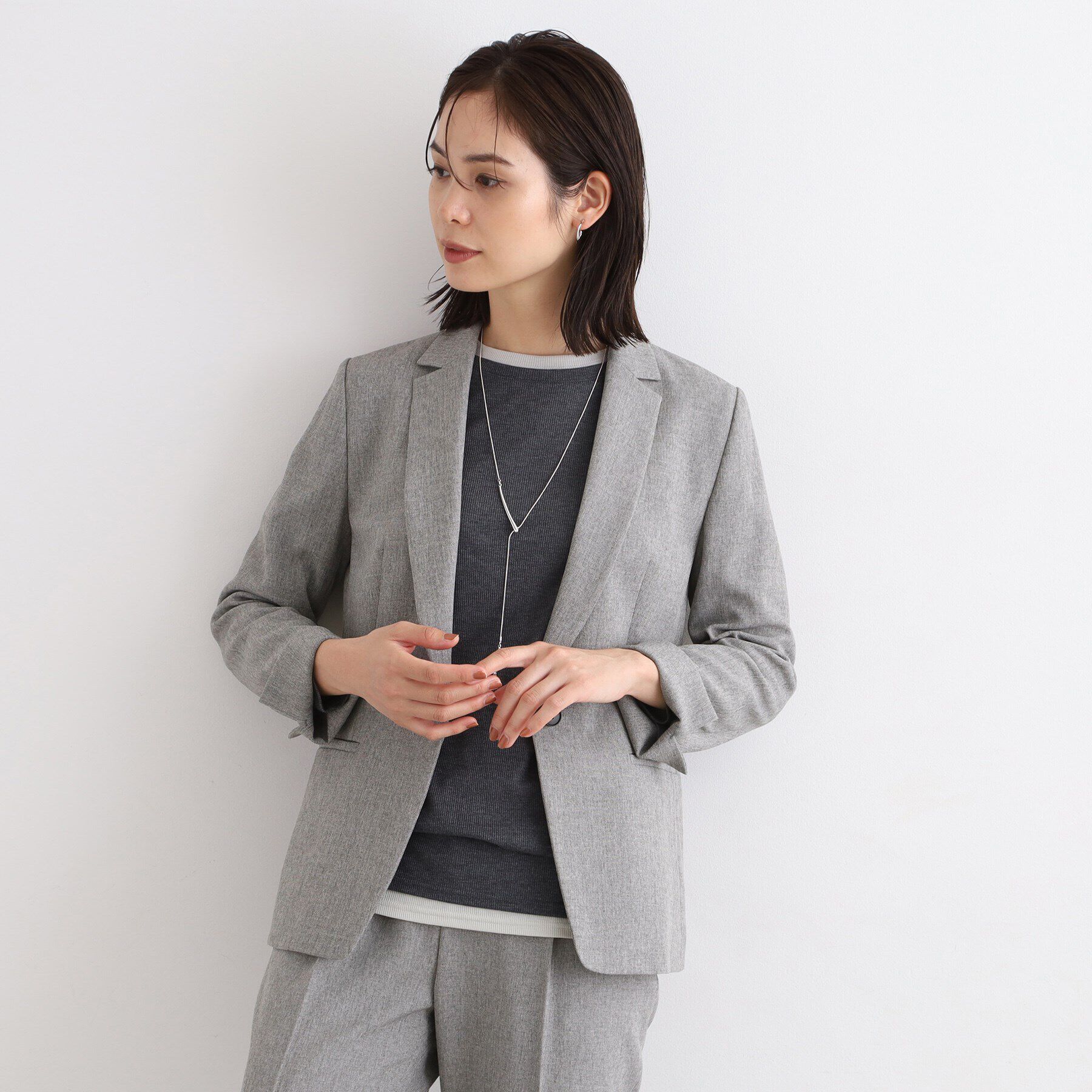 INDIVI「【定番スーツ／洗える／メランジ】ウールライクテーラードジャケット」|スーツ|