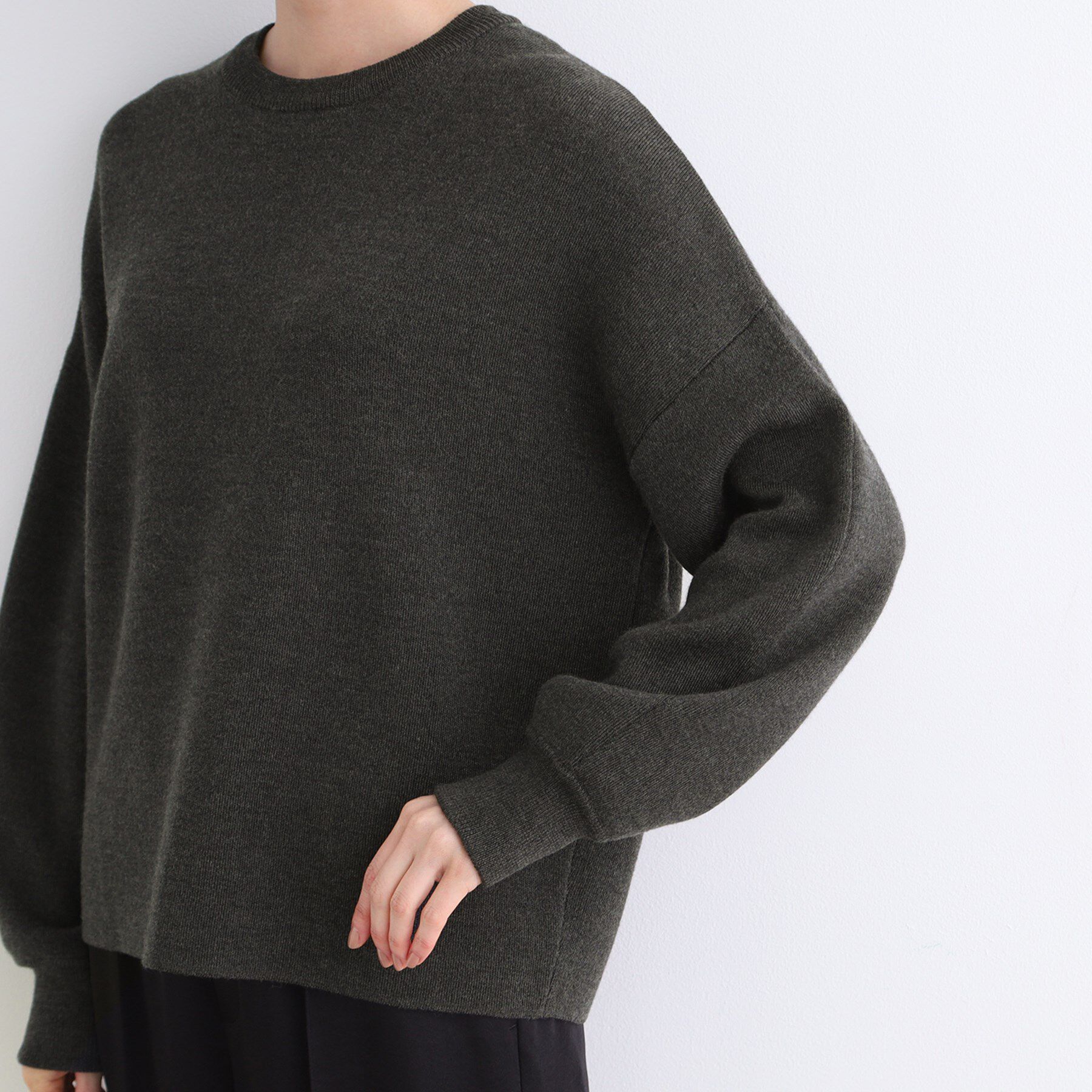 INDIVI「【ウール混／洗える】スウェットライク スムースニット」|ニット・セーター|